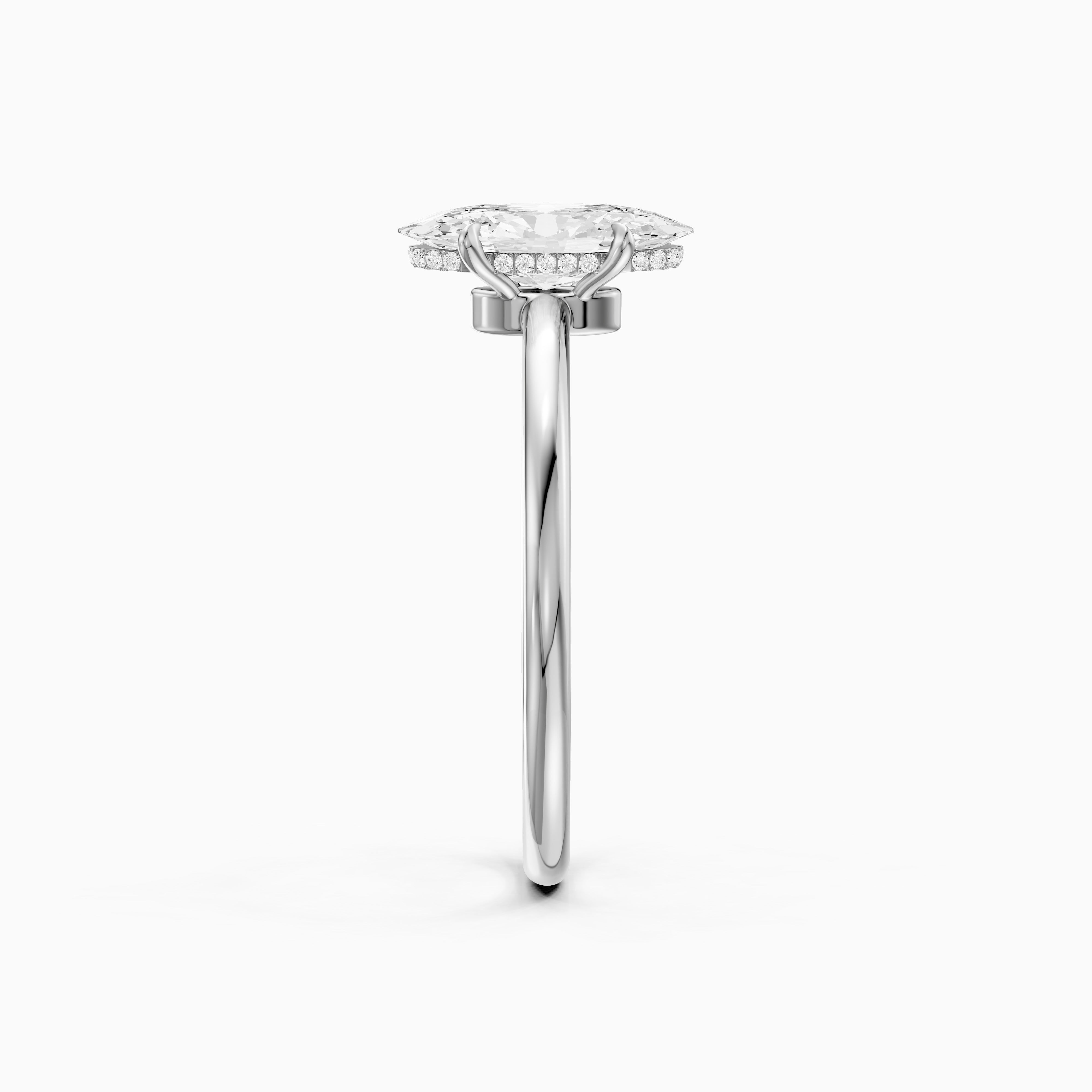 Hallie Moval Cut Hidden Halo Low Profile Setting Moissanite Diamond Ring
