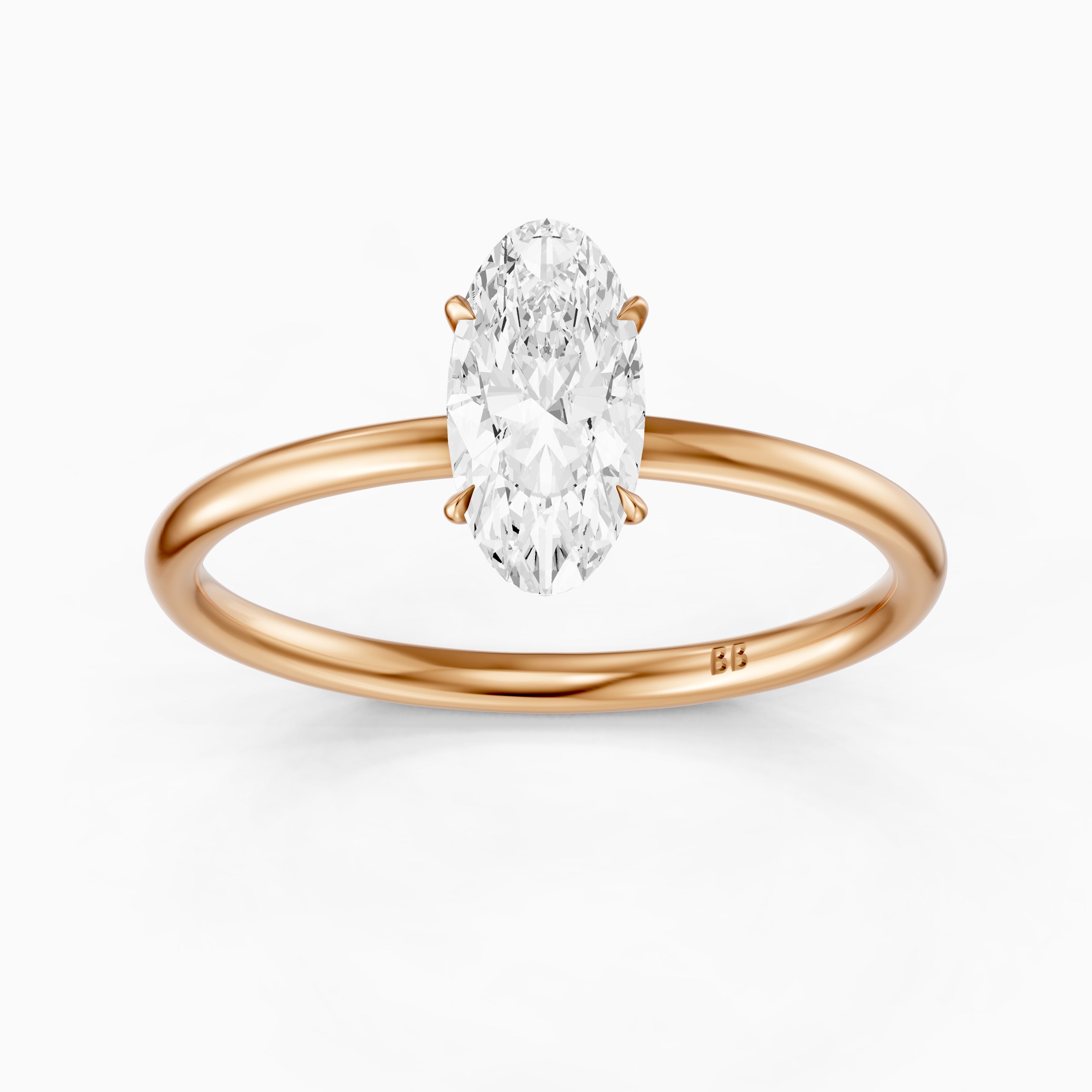 Hallie Moval Cut Hidden Halo Low Profile Setting Moissanite Diamond Ring