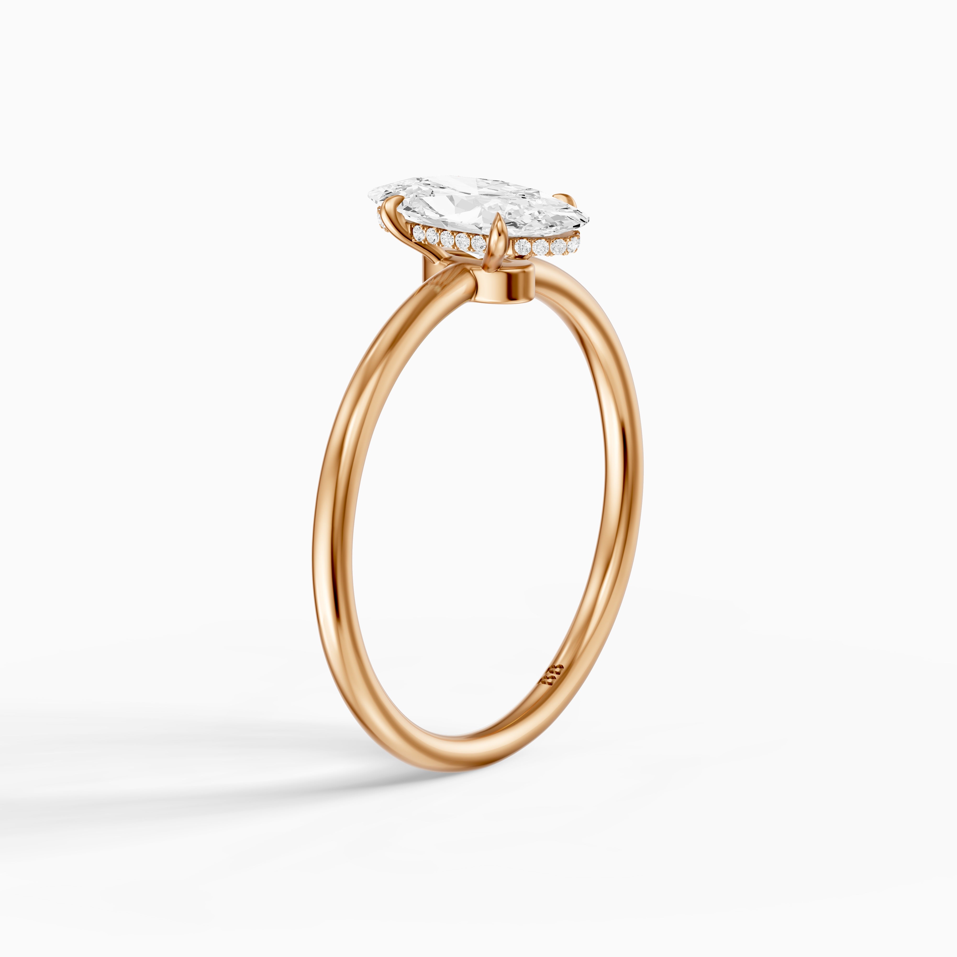 Hallie Moval Cut Hidden Halo Low Profile Setting Moissanite Diamond Ring