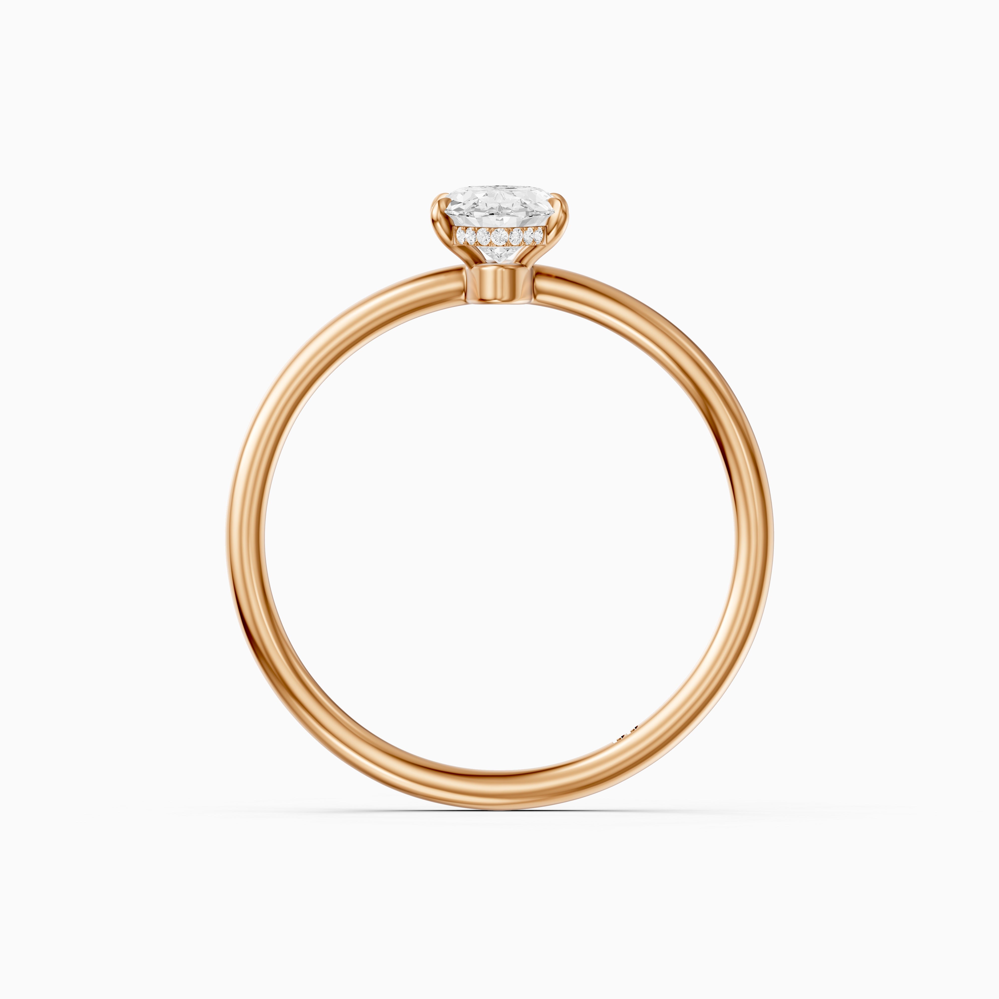 Hallie Moval Cut Hidden Halo Low Profile Setting Moissanite Diamond Ring