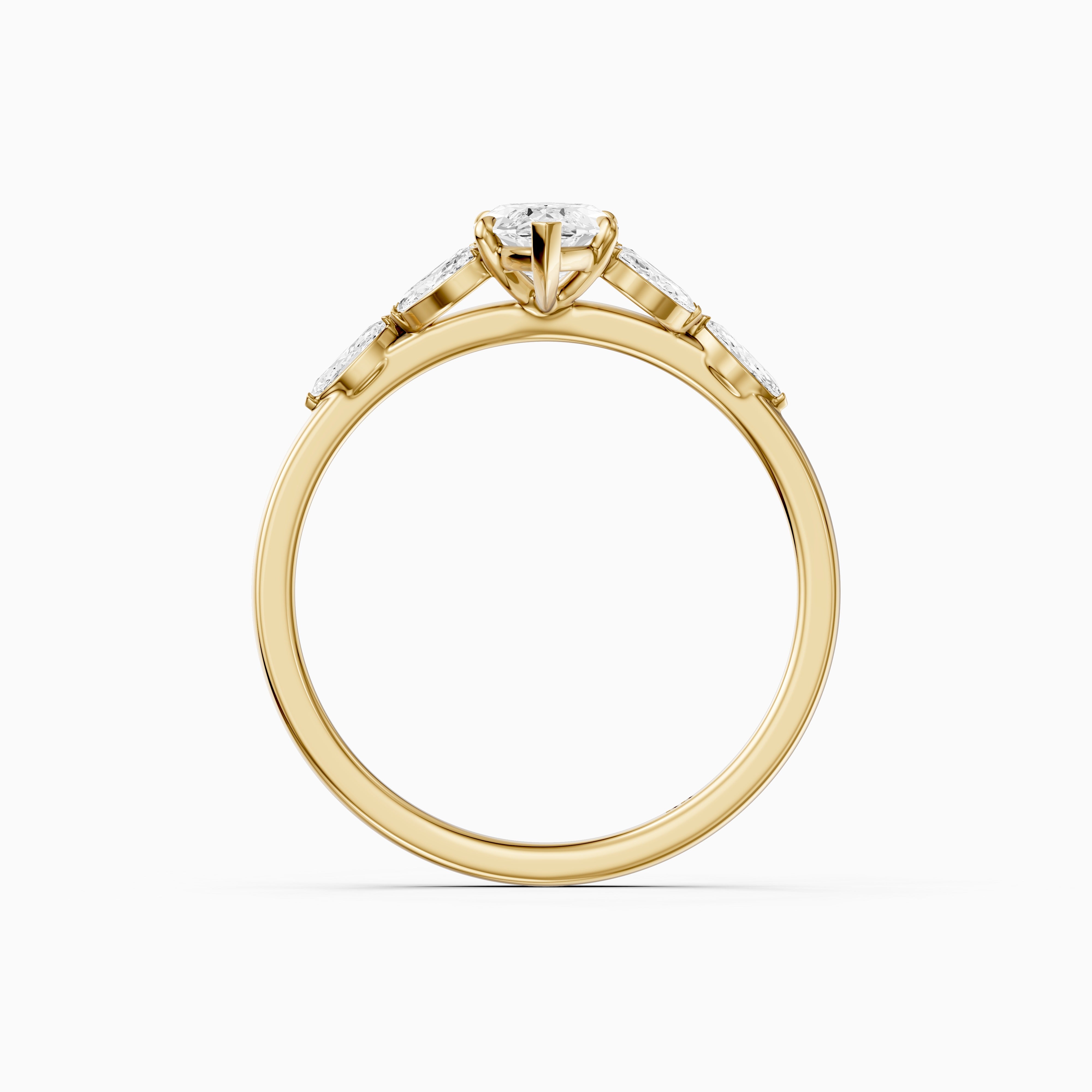 Wrenley Marquise Cut Lab Grown Diamond Ring with Marquise Side Stones