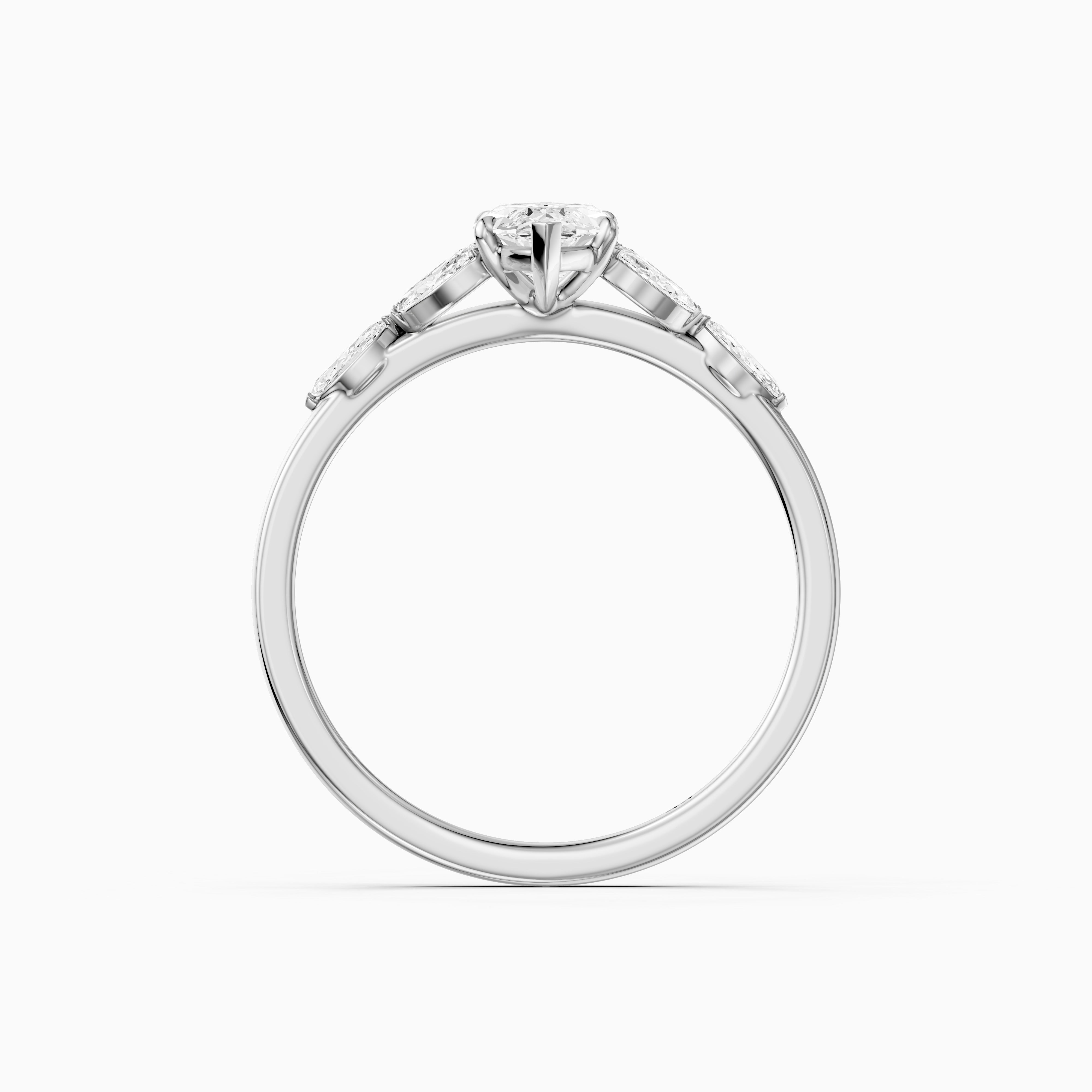 Wrenley Marquise Cut Lab Grown Diamond Ring with Marquise Side Stones