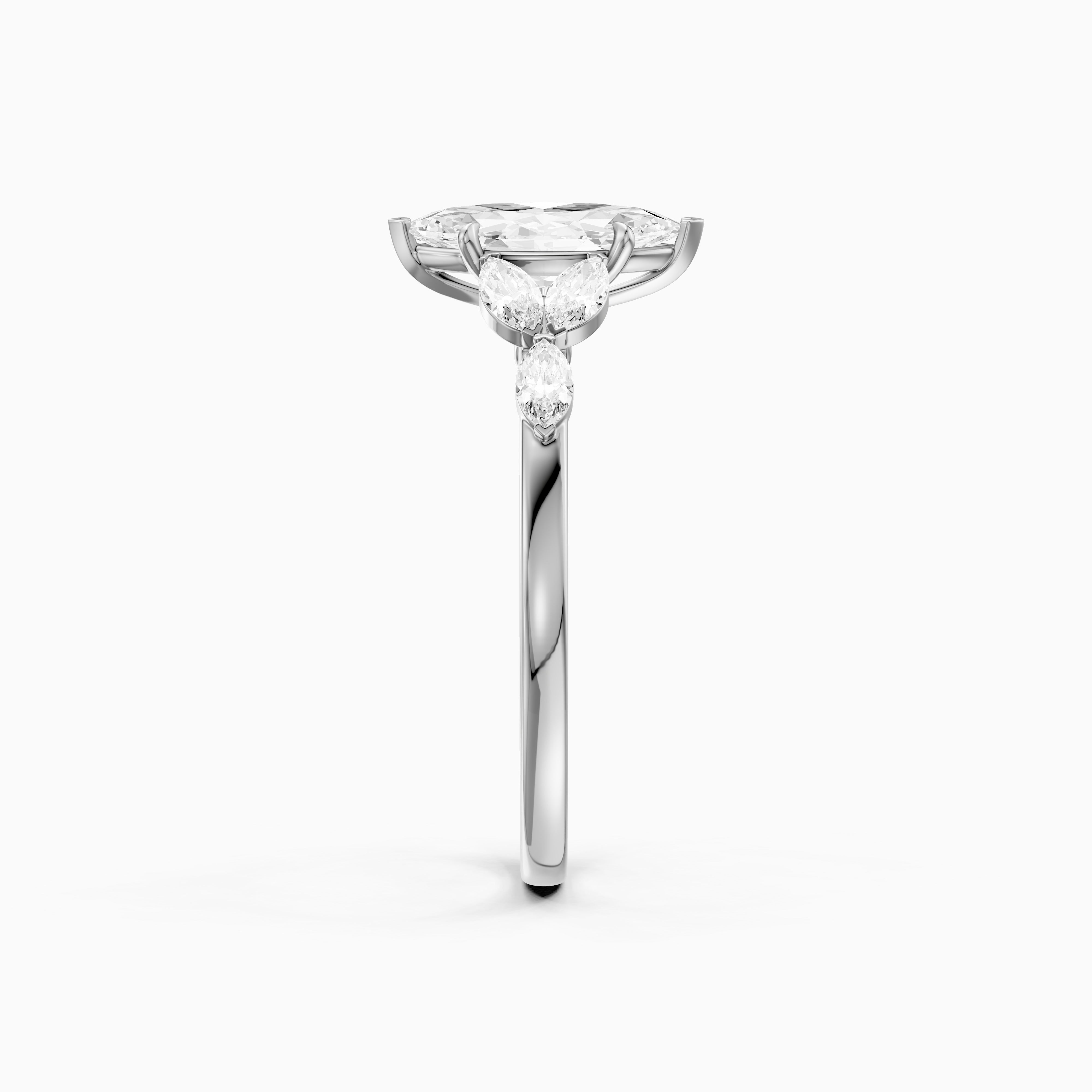 Wrenley Marquise Cut Lab Grown Diamond Ring with Marquise Side Stones