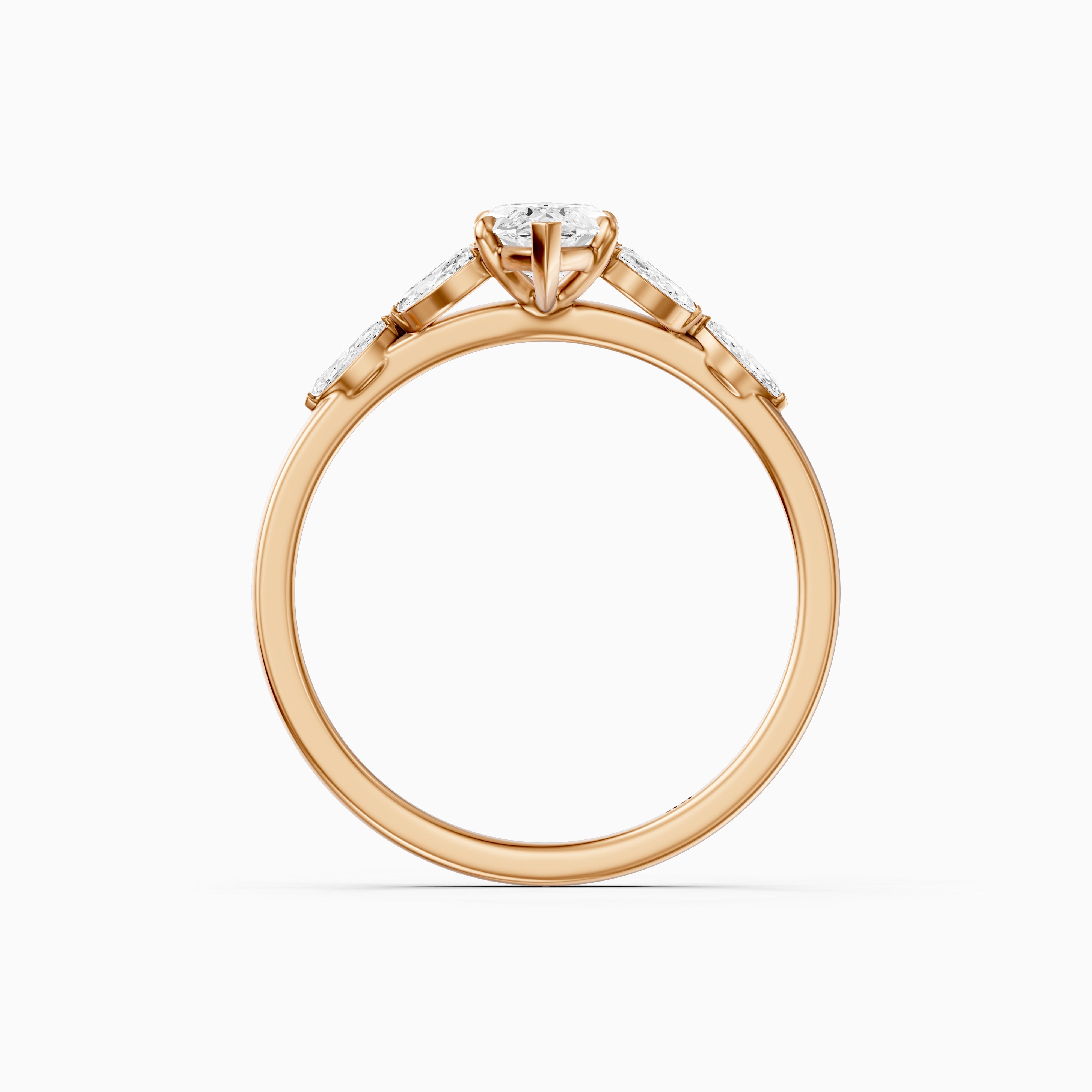Wrenley Marquise Cut Lab Grown Diamond Ring with Marquise Side Stones