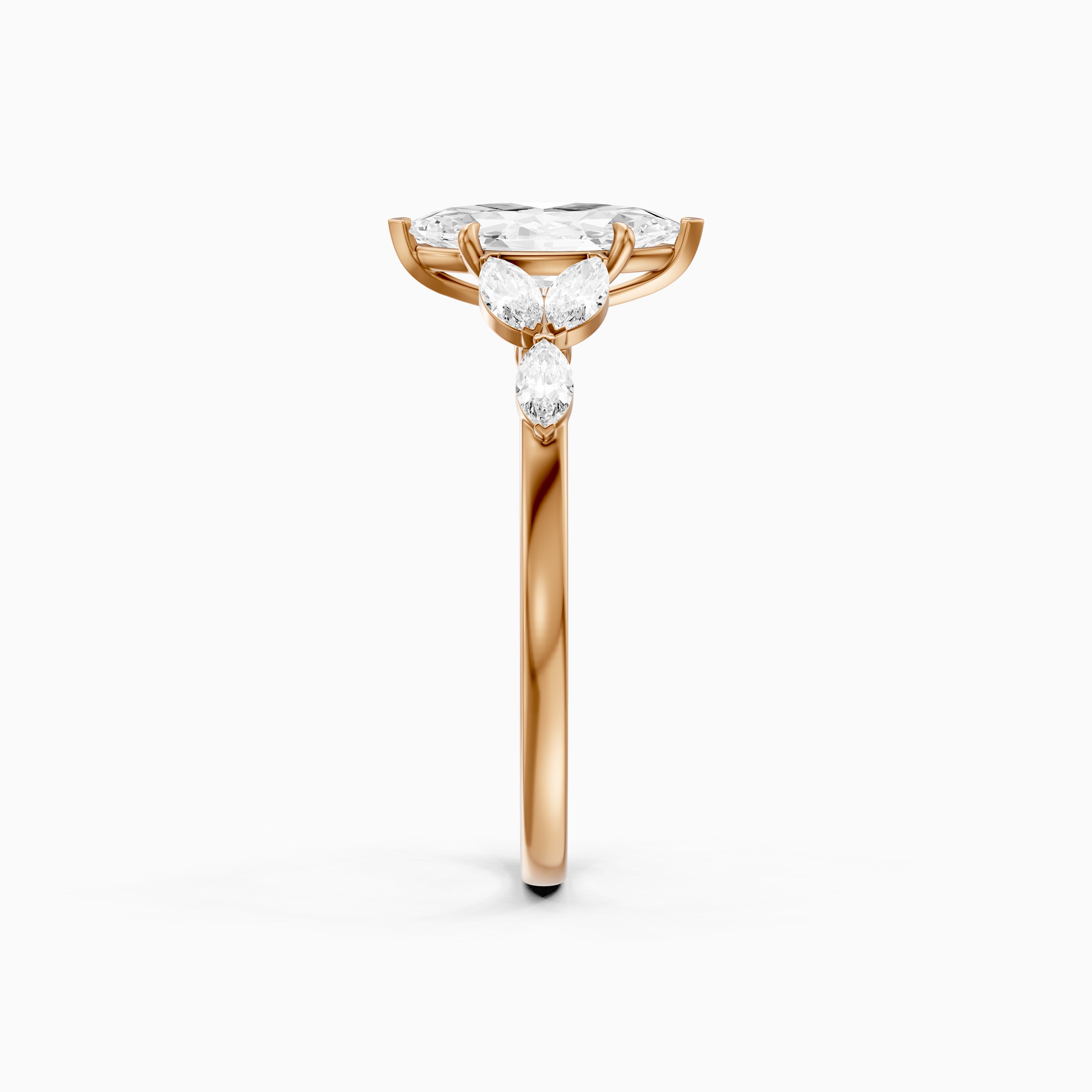 Wrenley Marquise Cut Lab Grown Diamond Ring with Marquise Side Stones