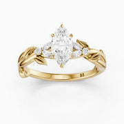 Kehlani Marquise Lab Diamond Ring with Nature Inspired Twisted Band