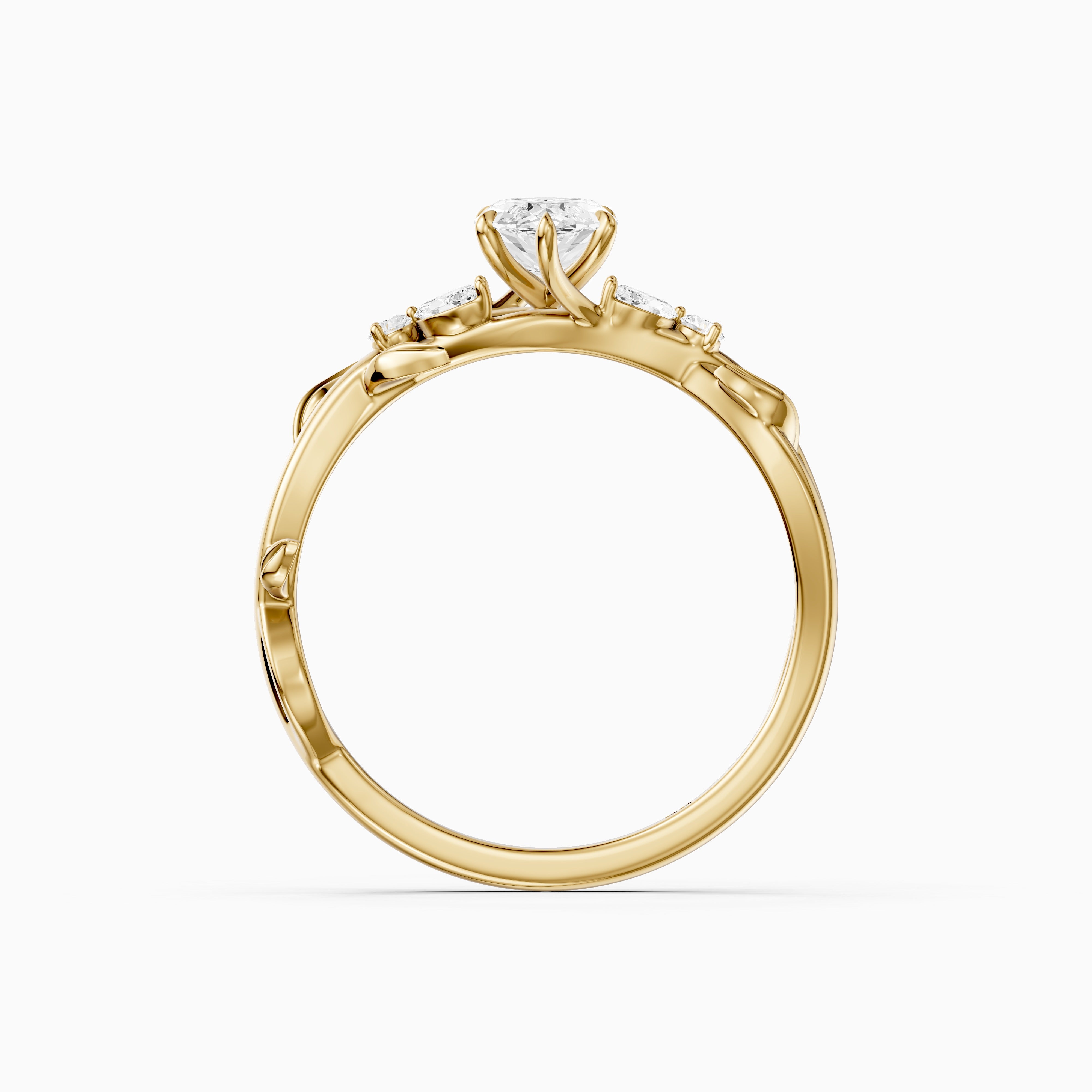 Kehlani Marquise Lab Diamond Ring with Nature Inspired Twisted Band