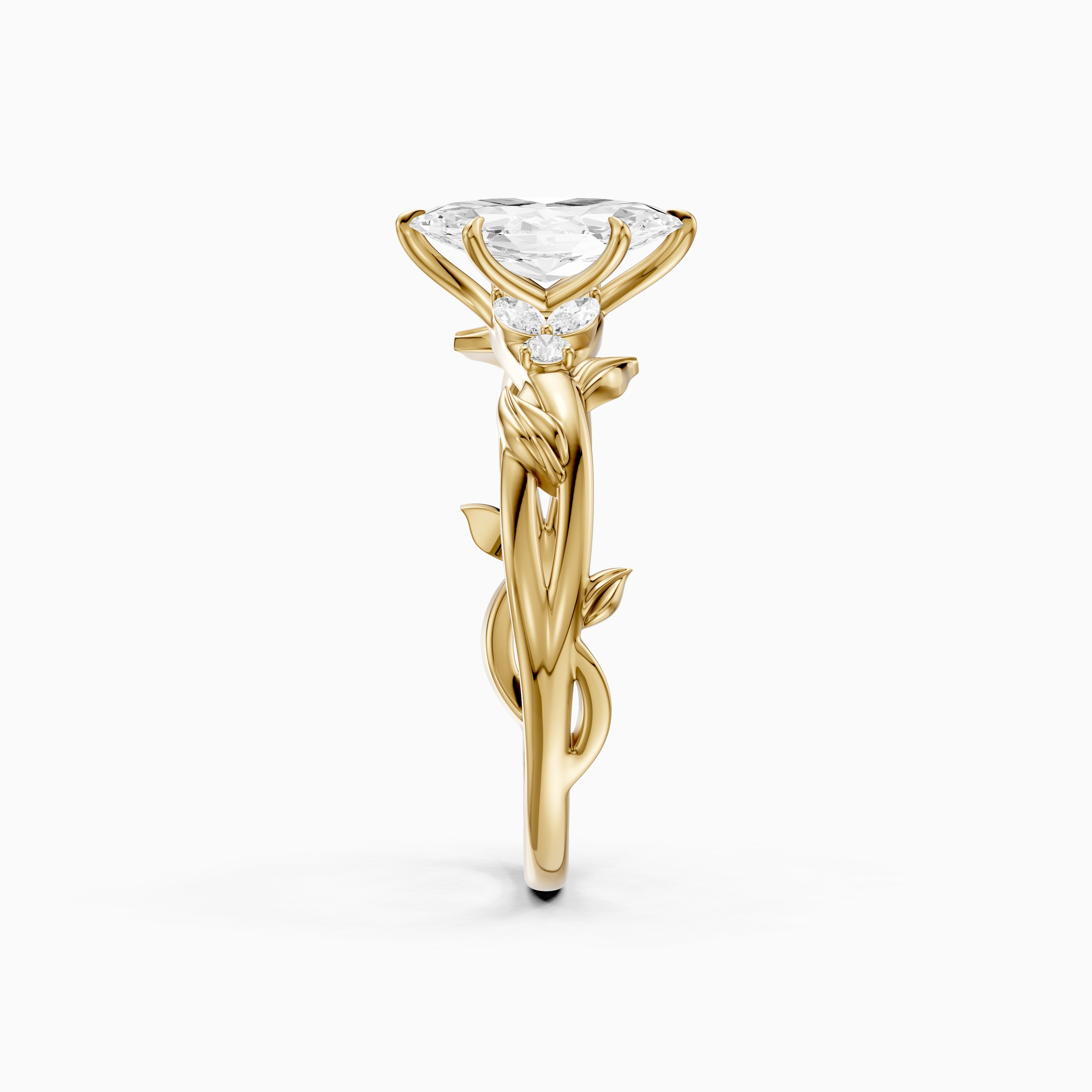 Kehlani Marquise Lab Diamond Ring with Nature Inspired Twisted Band