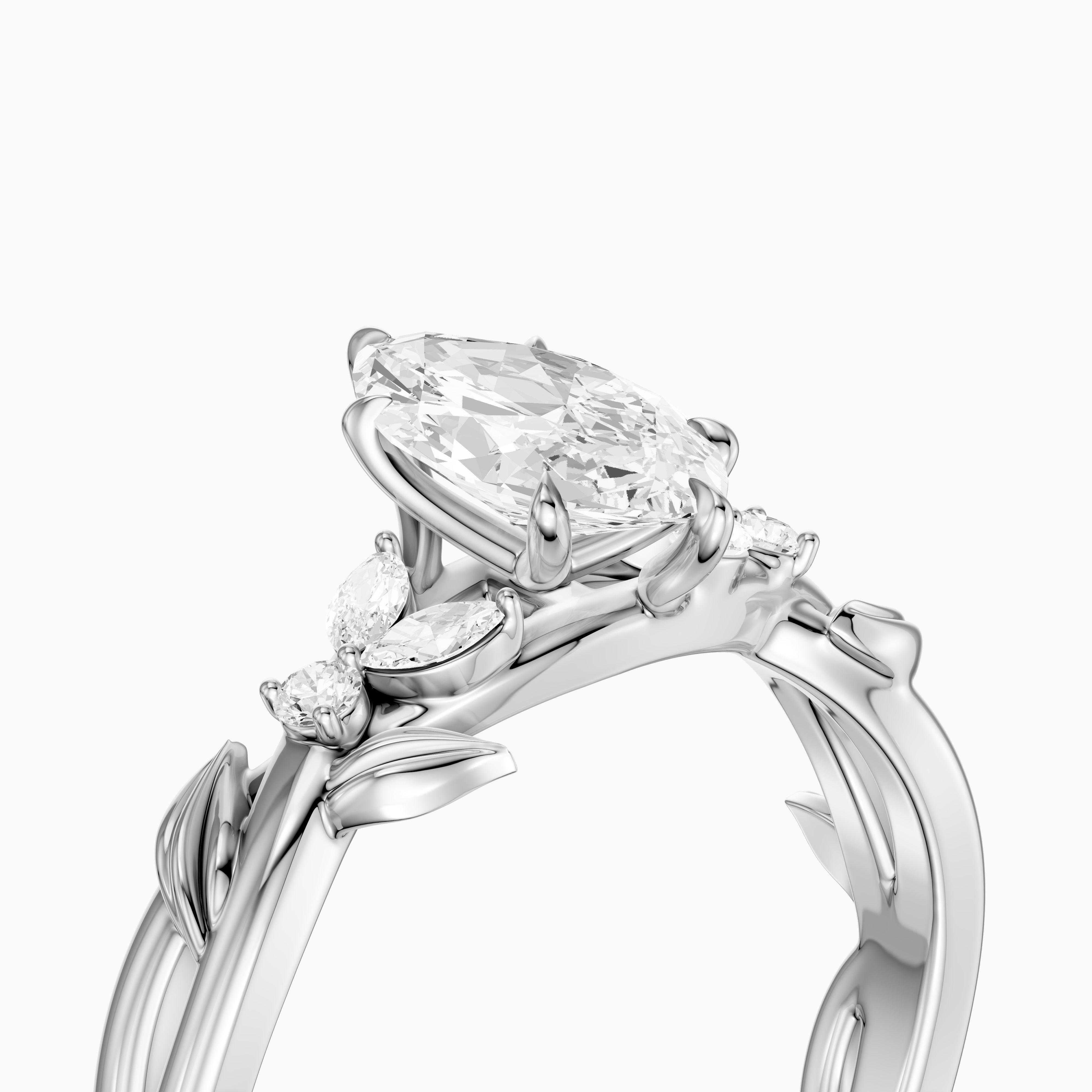 Kehlani Marquise Lab Diamond Ring with Nature Inspired Twisted Band
