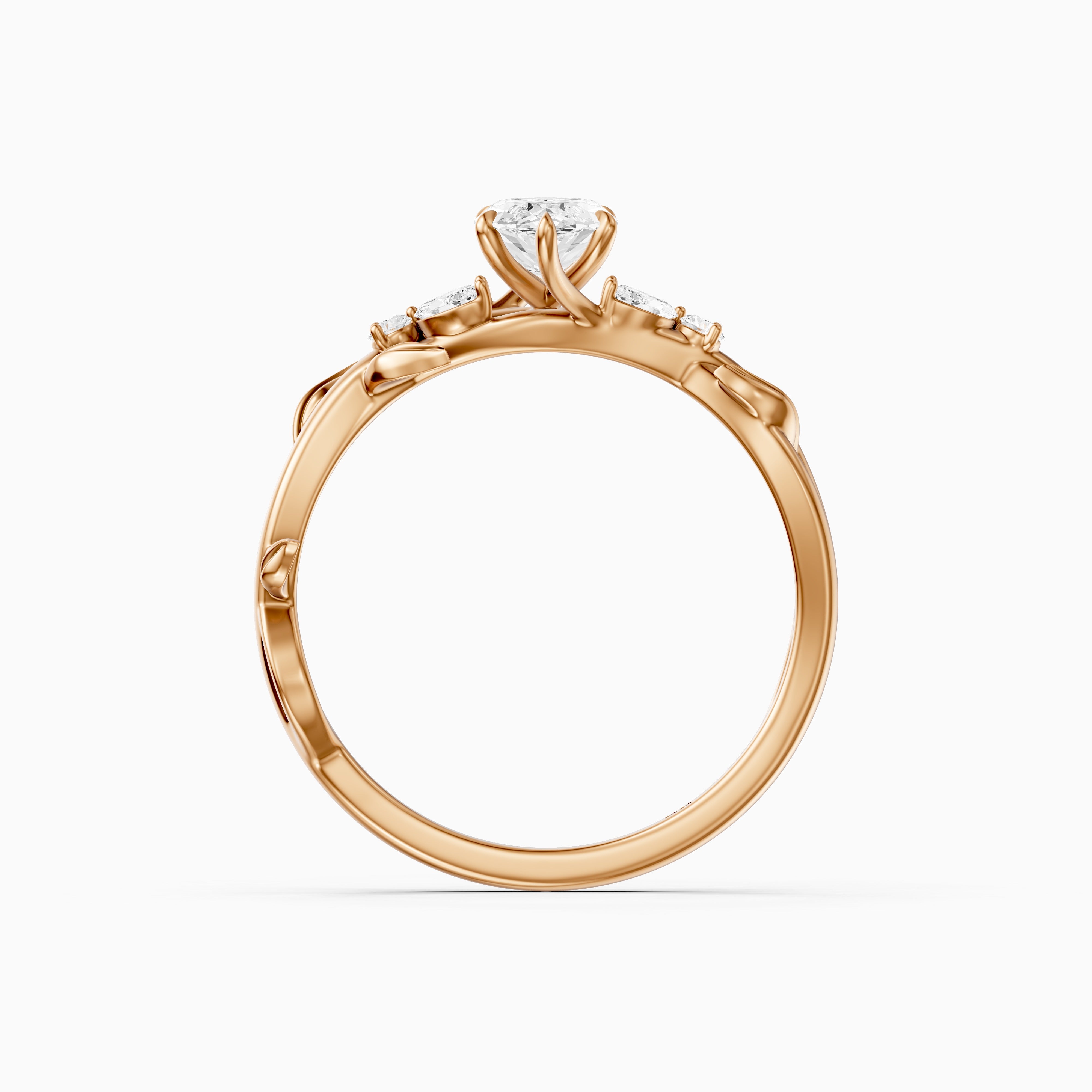 Kehlani Marquise Lab Diamond Ring with Nature Inspired Twisted Band