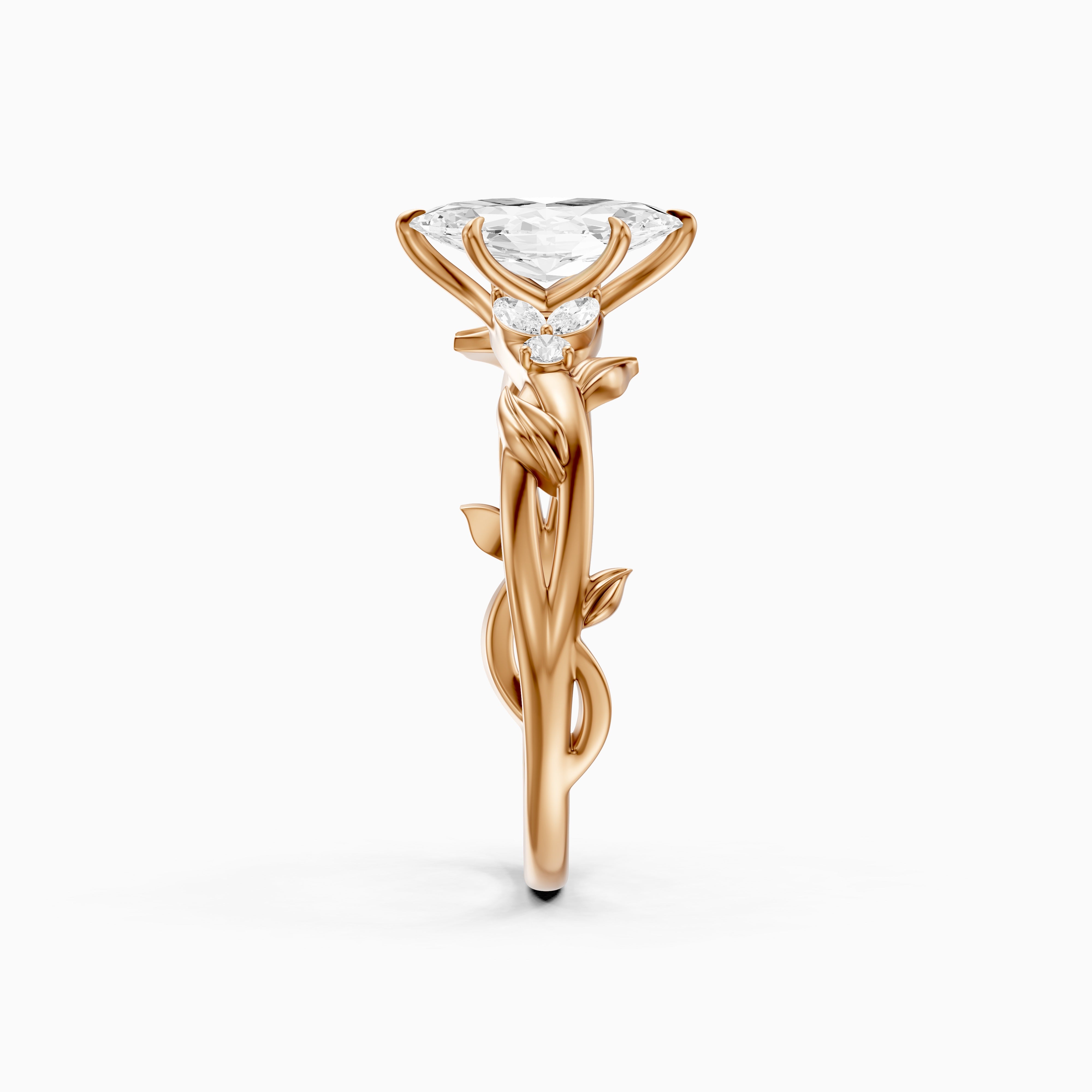 Kehlani Marquise Lab Diamond Ring with Nature Inspired Twisted Band