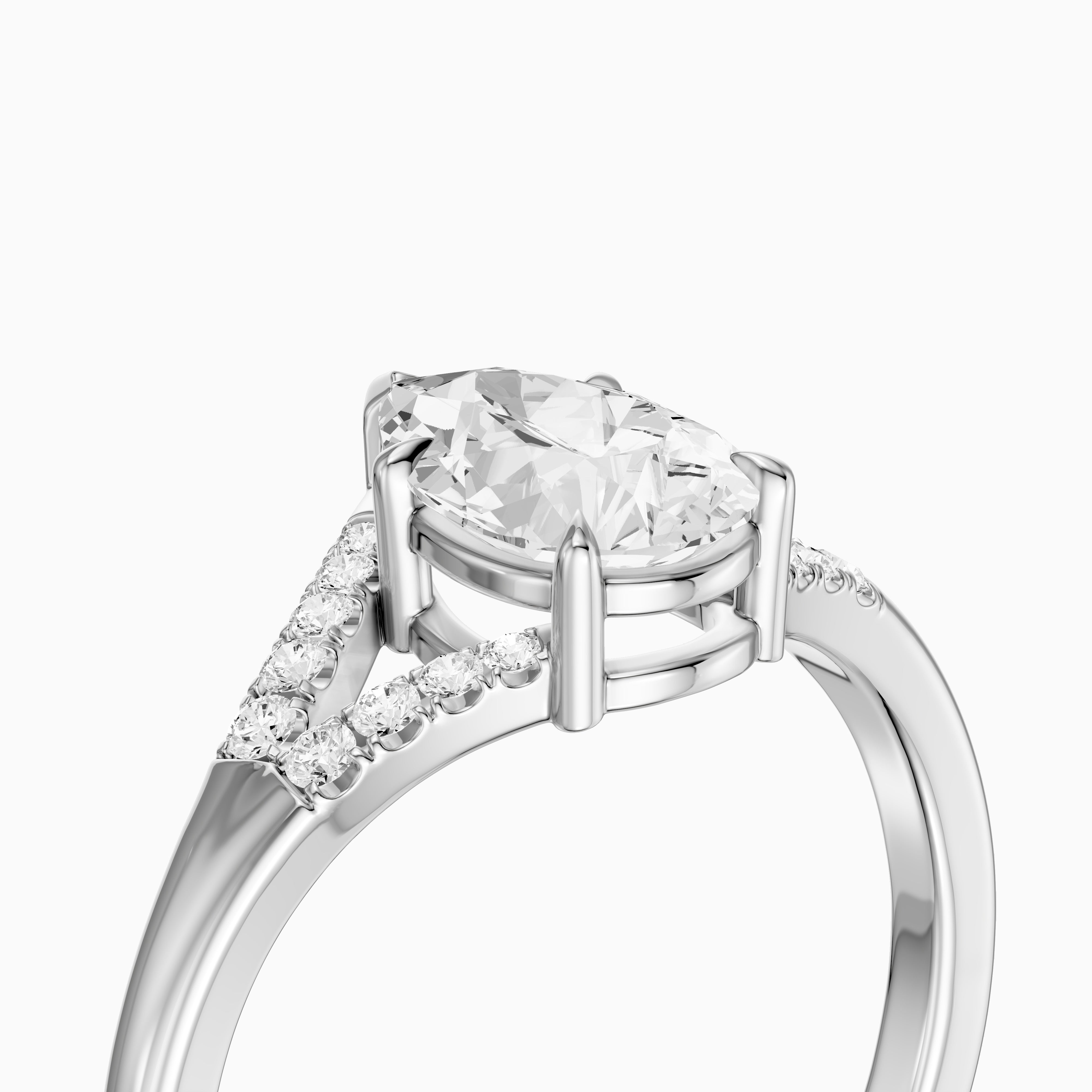 Emerson Pear Cut Split Shank Moissanite Diamond Engagement Ring
