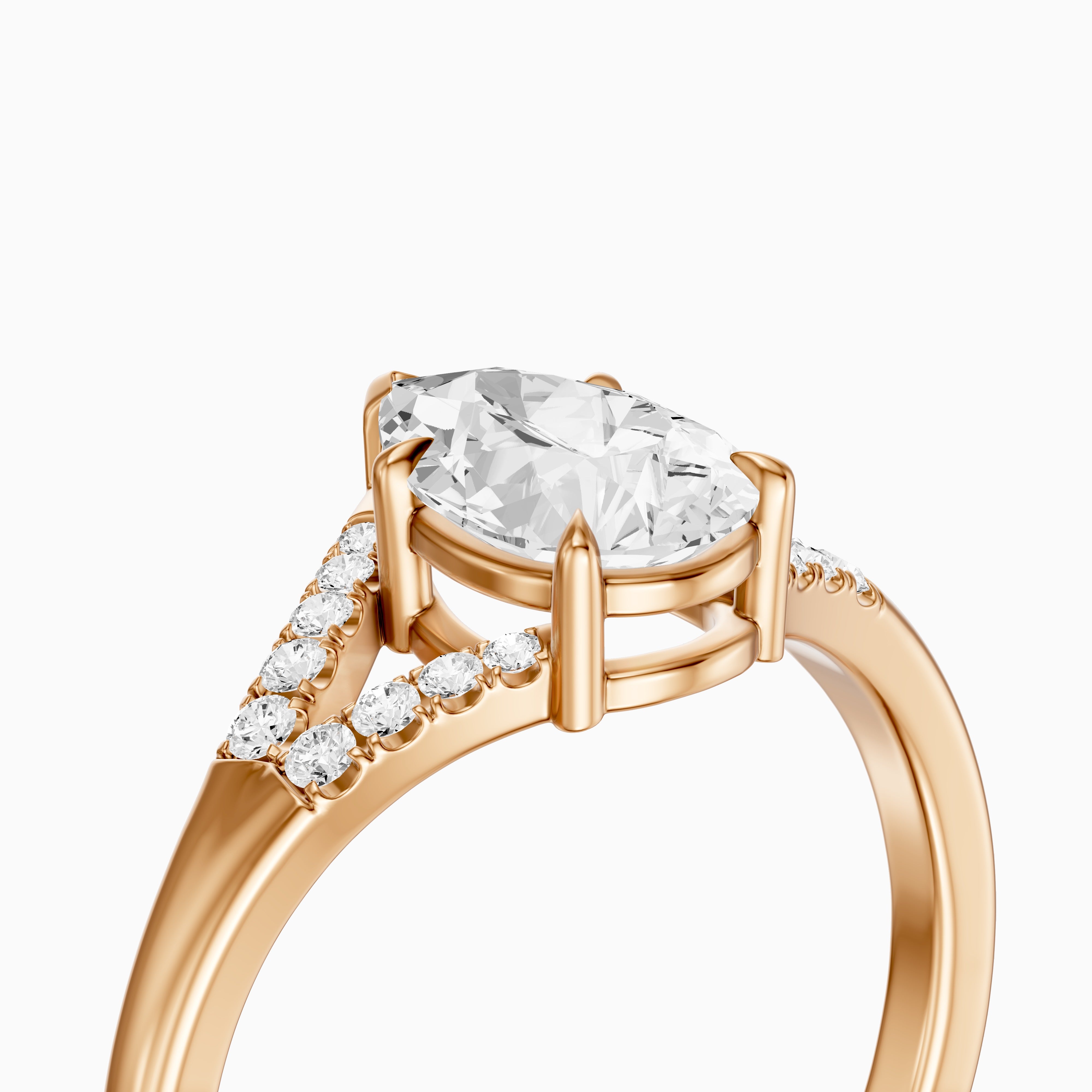 Emerson Pear Cut Split Shank Moissanite Diamond Engagement Ring