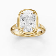 Emersyn Vintage Inspired Elongated Cushion Cut Bezel Prong Set Lab Grown Diamond Ring
