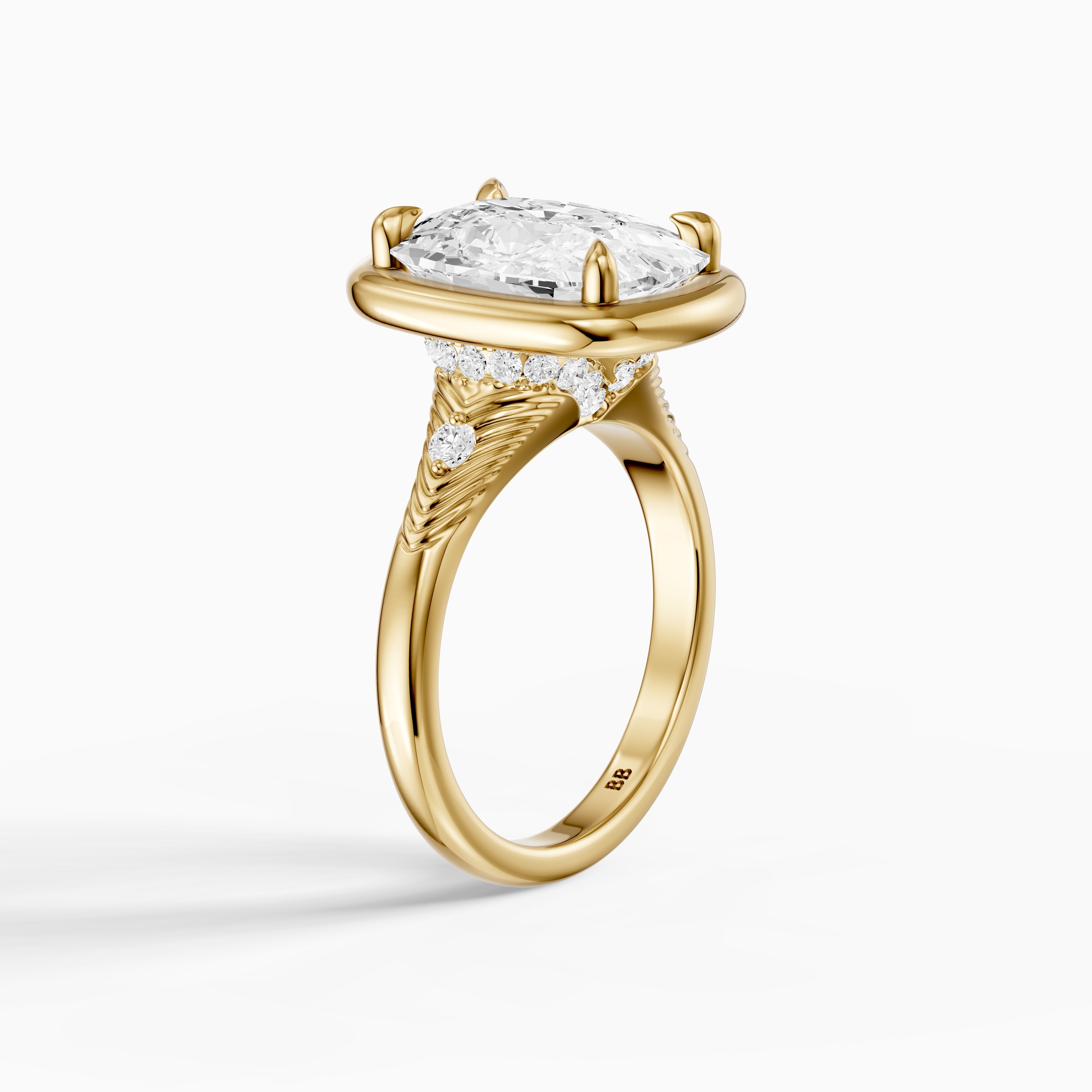 Emersyn Vintage Inspired Elongated Cushion Cut Bezel Prong Set Lab Grown Diamond Ring