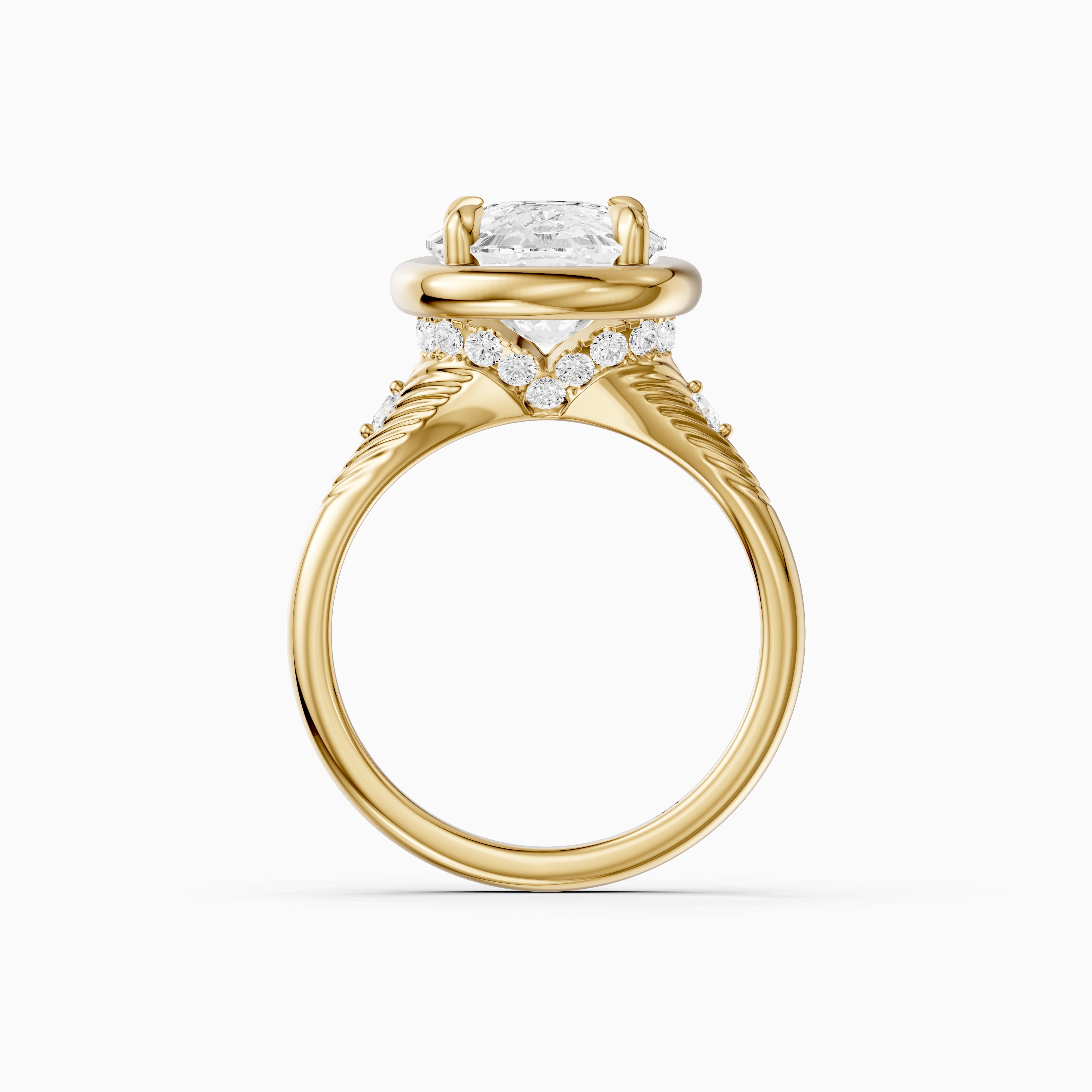 Emersyn Vintage Inspired Elongated Cushion Cut Bezel Prong Set Lab Grown Diamond Ring