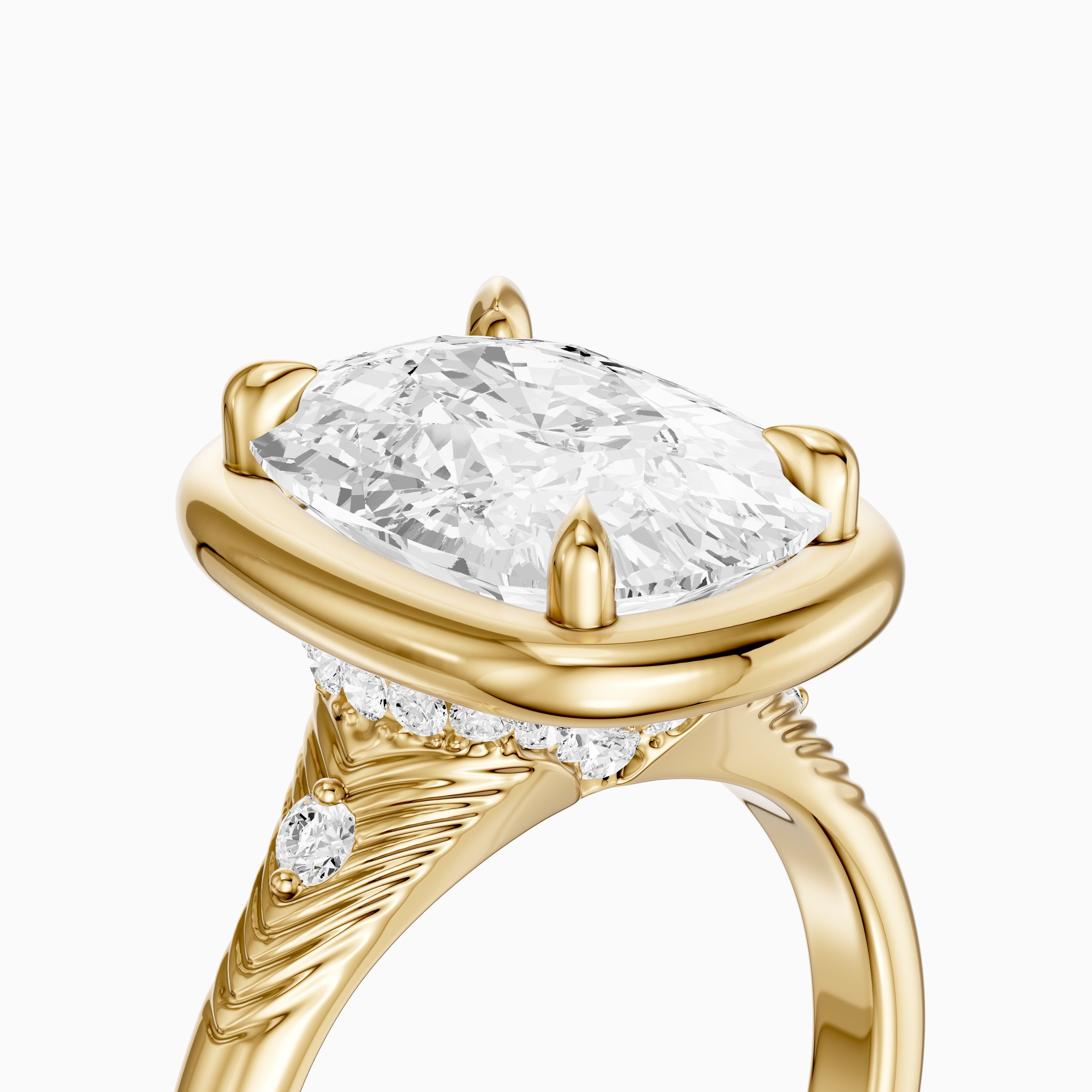 Emersyn Vintage Inspired Elongated Cushion Cut Bezel Prong Set Lab Grown Diamond Ring
