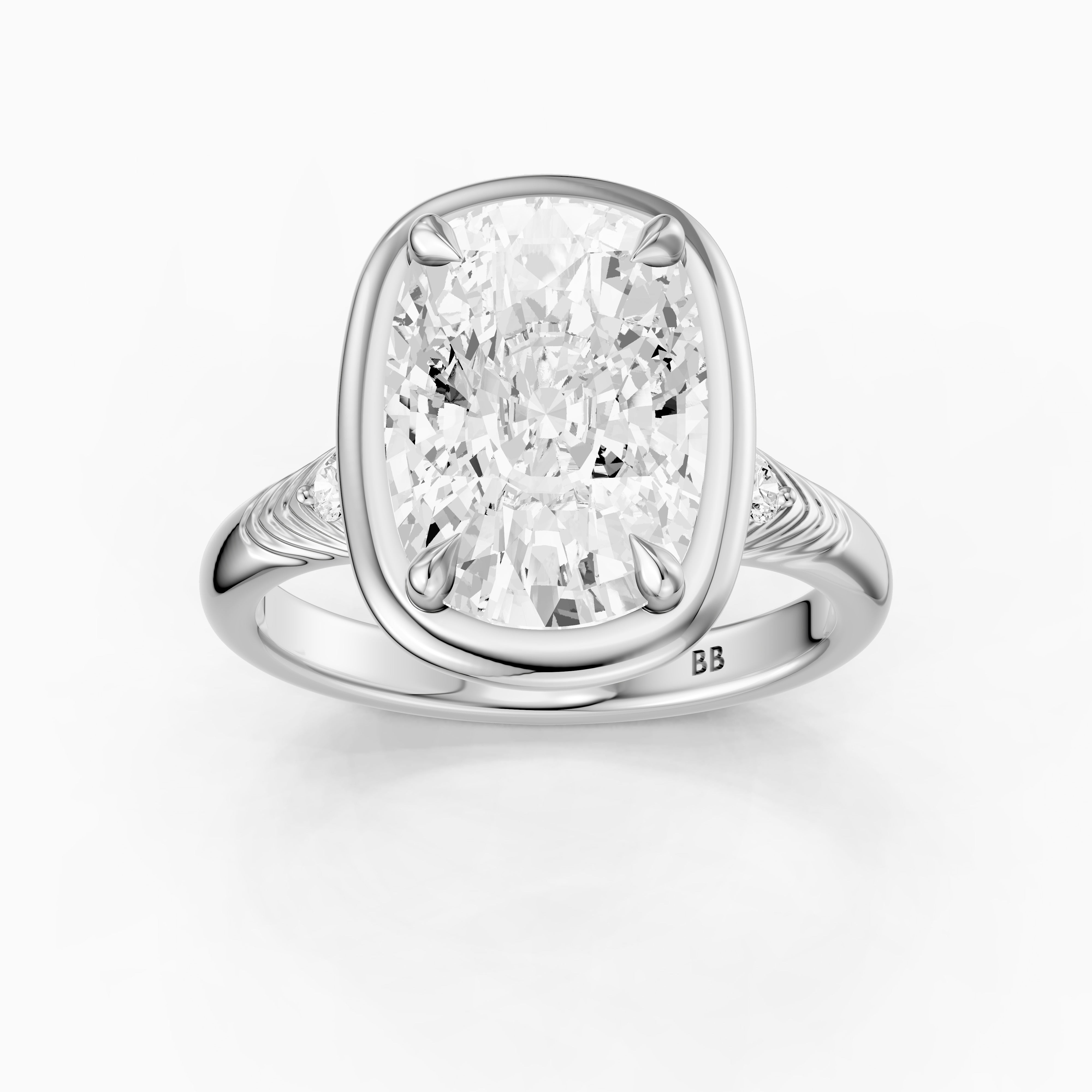 Emersyn Vintage Inspired Elongated Cushion Cut Bezel Prong Set Lab Grown Diamond Ring