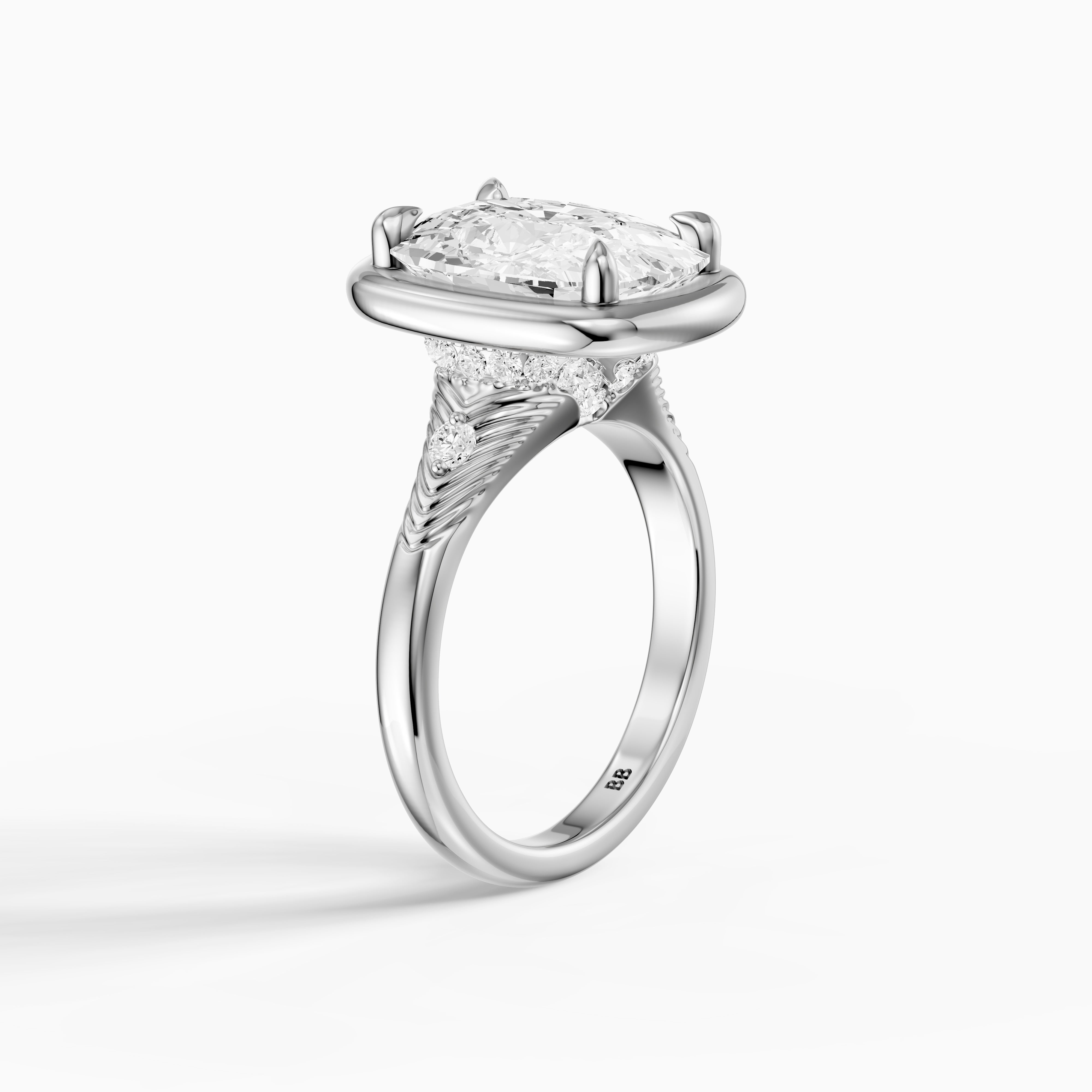 Emersyn Vintage Inspired Elongated Cushion Cut Bezel Prong Set Lab Grown Diamond Ring