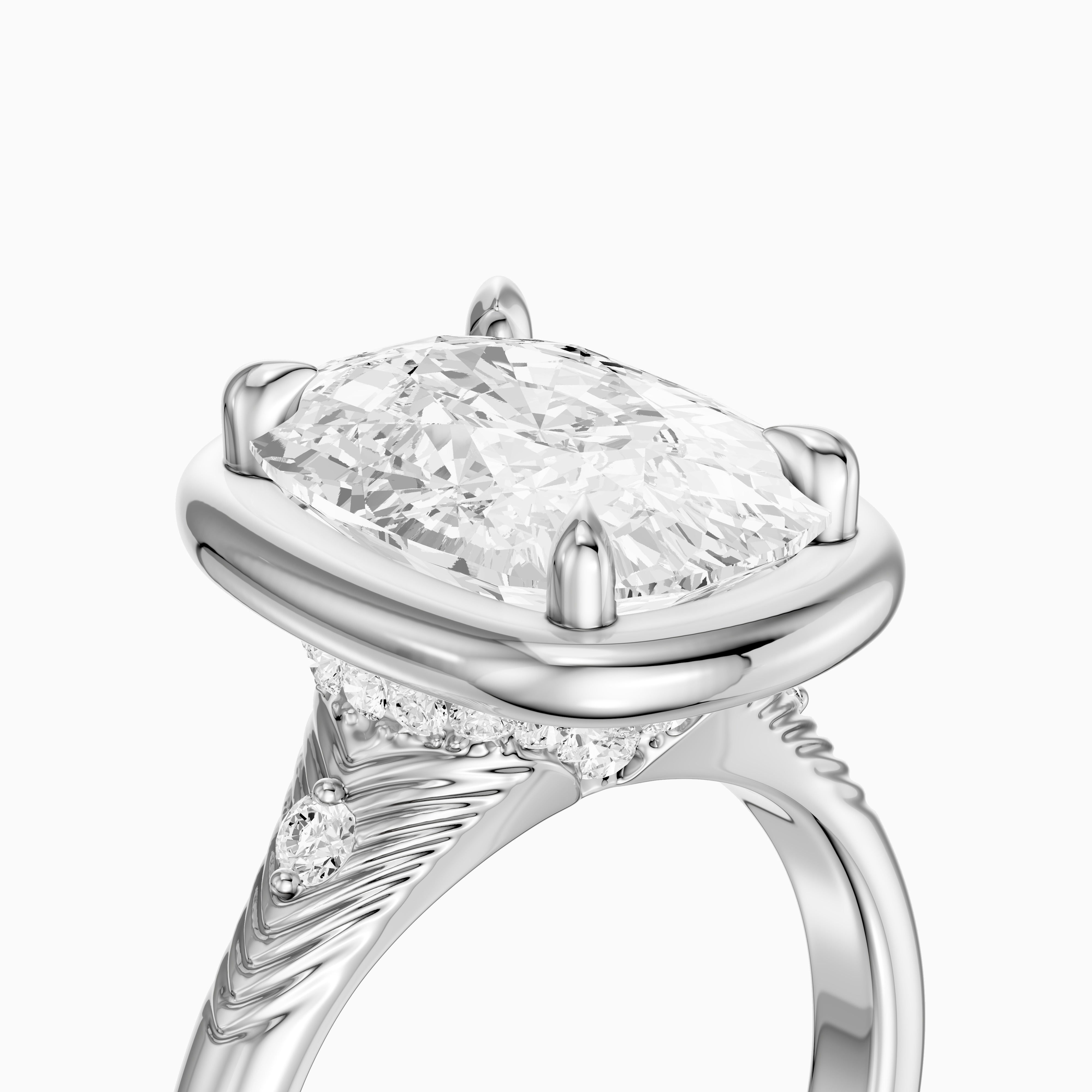 Emersyn Vintage Inspired Elongated Cushion Cut Bezel Prong Set Lab Grown Diamond Ring