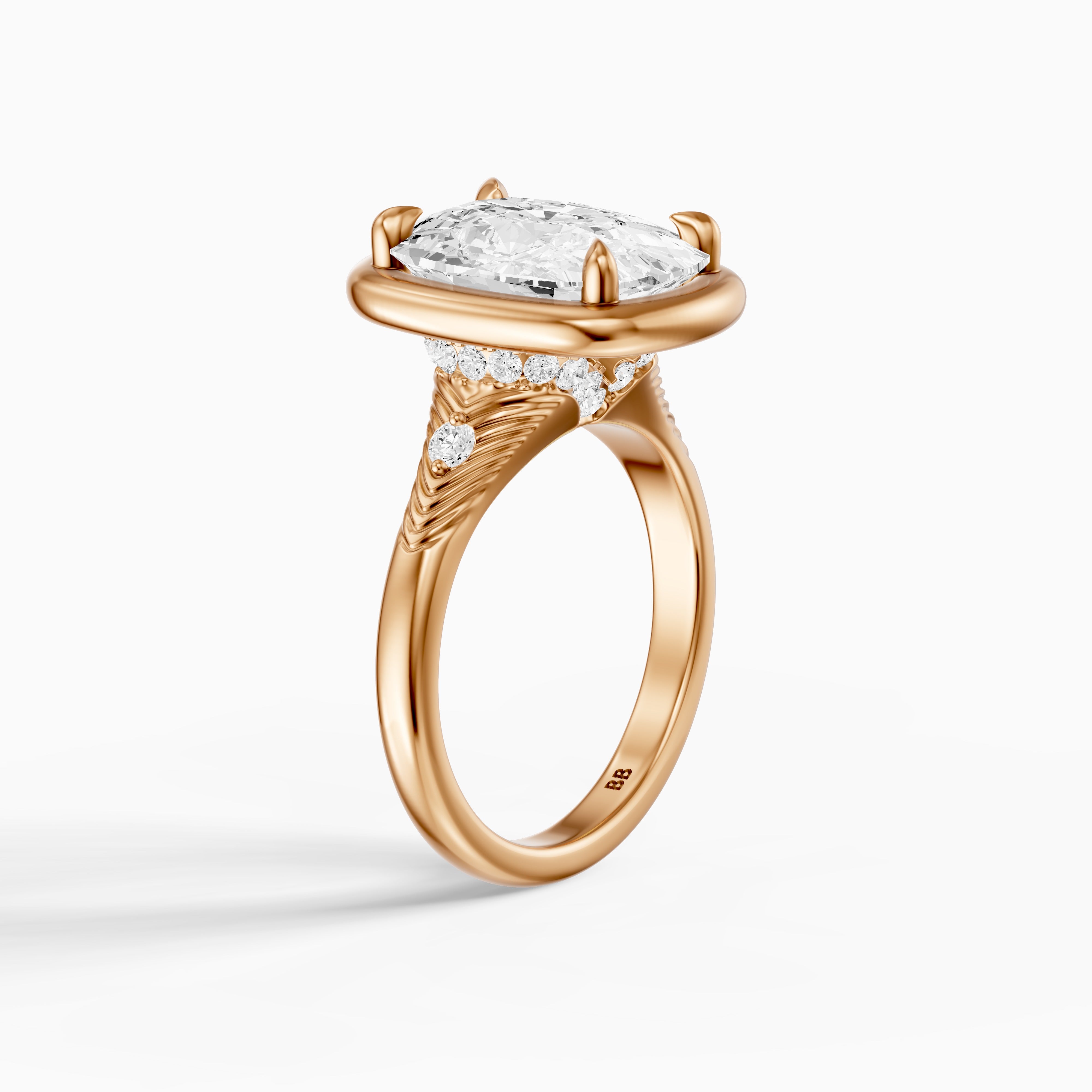 Emersyn Vintage Inspired Elongated Cushion Cut Bezel Prong Set Lab Grown Diamond Ring