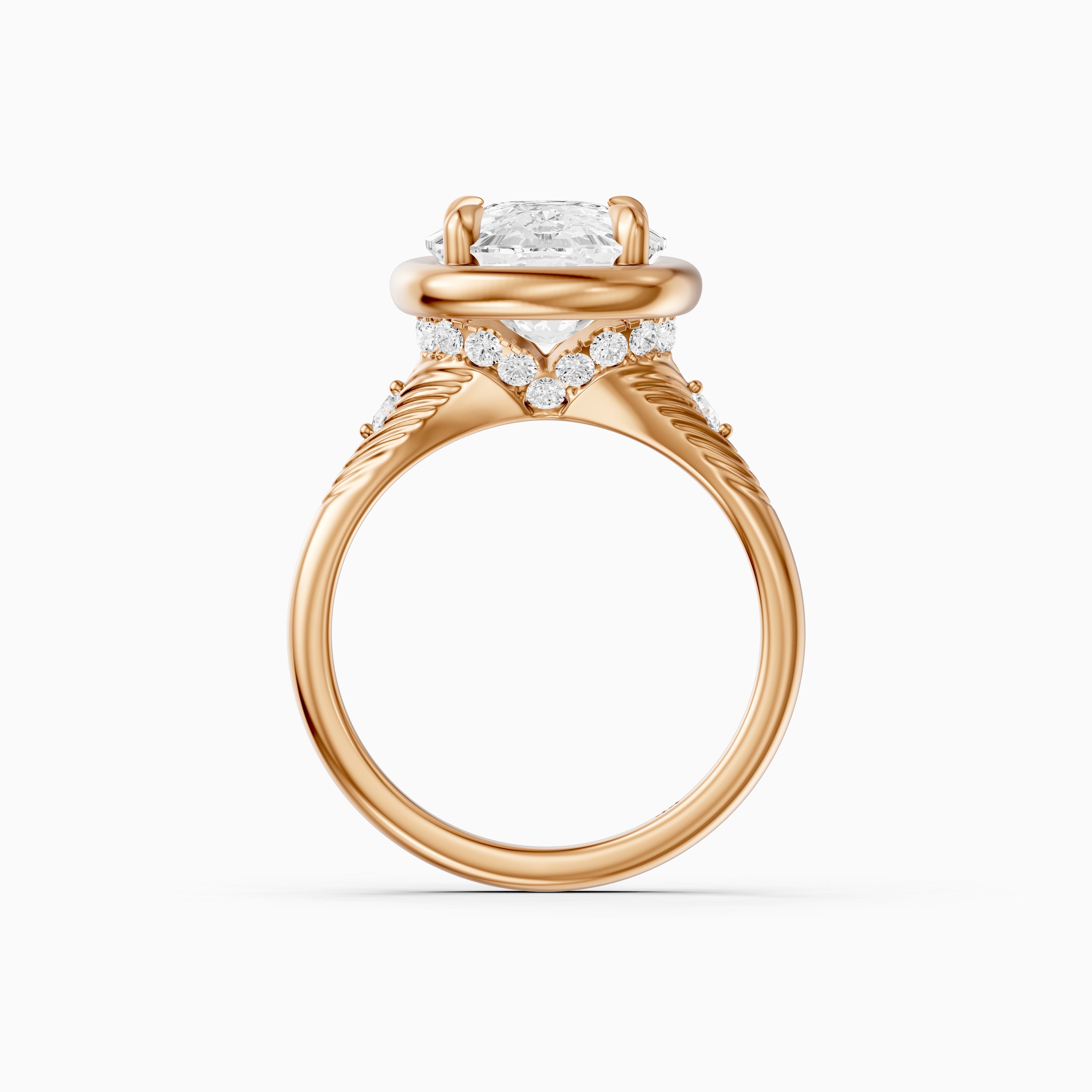 Emersyn Vintage Inspired Elongated Cushion Cut Bezel Prong Set Lab Grown Diamond Ring