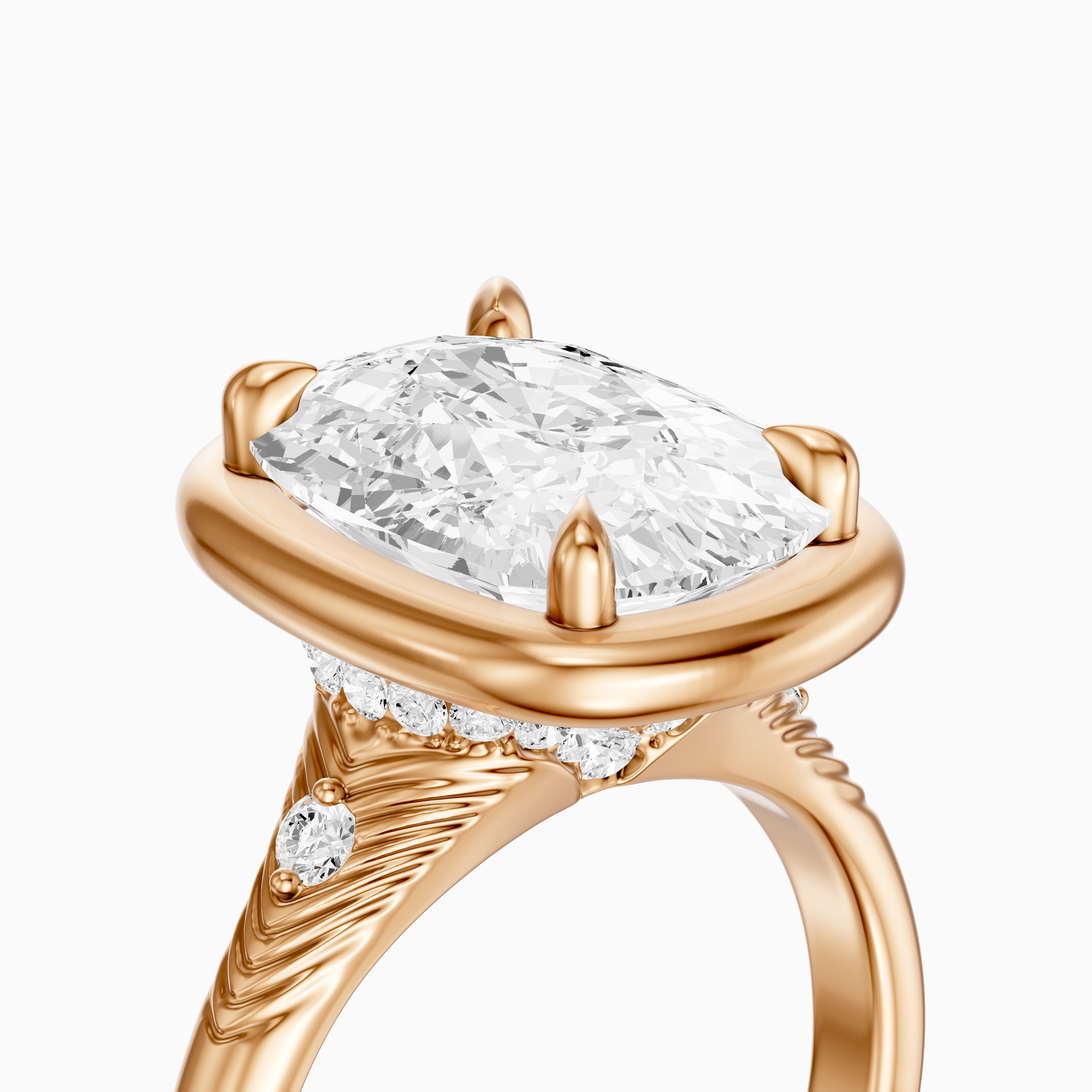 Emersyn Vintage Inspired Elongated Cushion Cut Bezel Prong Set Lab Grown Diamond Ring