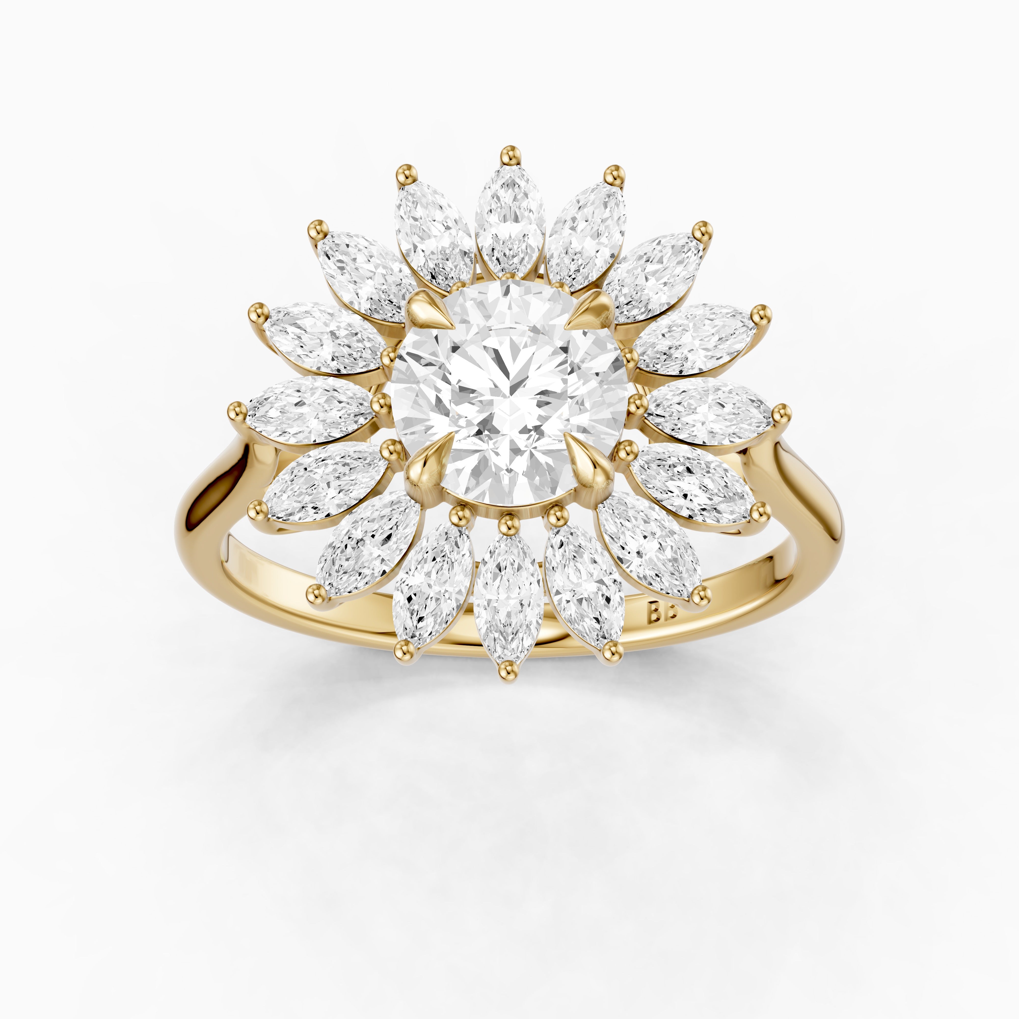 Elsie Floral Halo Round Cut Lab Grown Diamond Ring