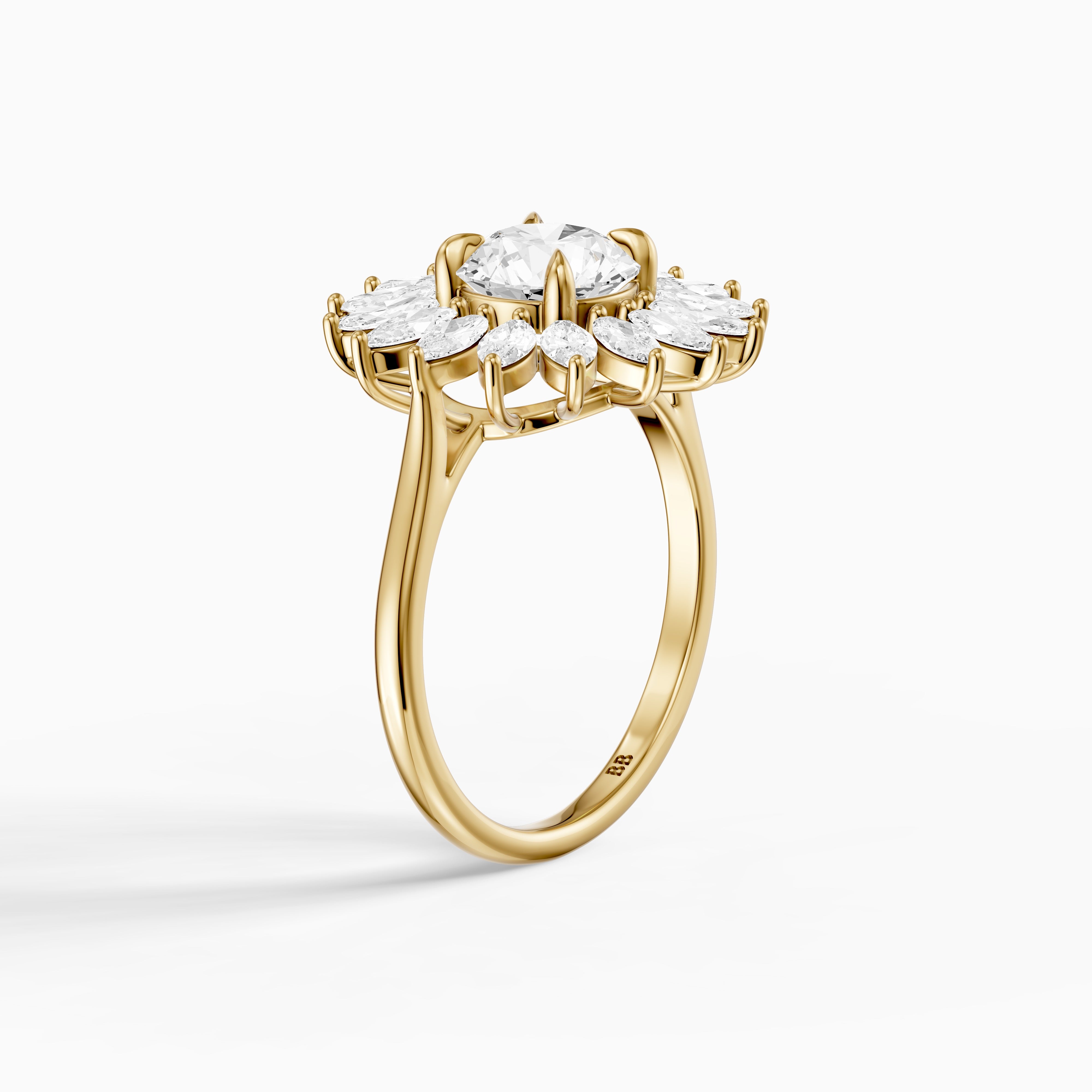 Elsie Floral Halo Round Cut Lab Grown Diamond Ring