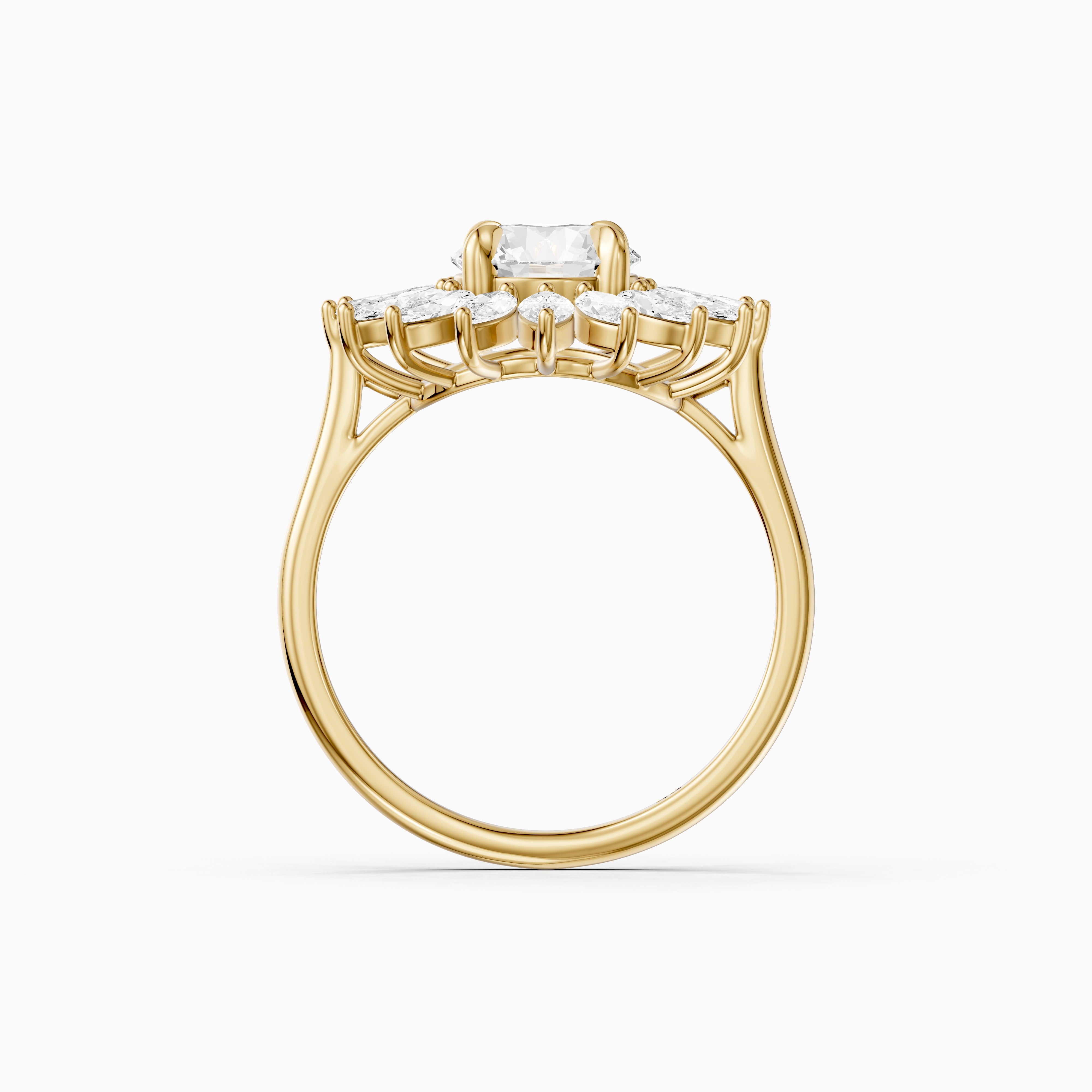 Elsie Floral Halo Round Cut Moissanite Diamond Ring