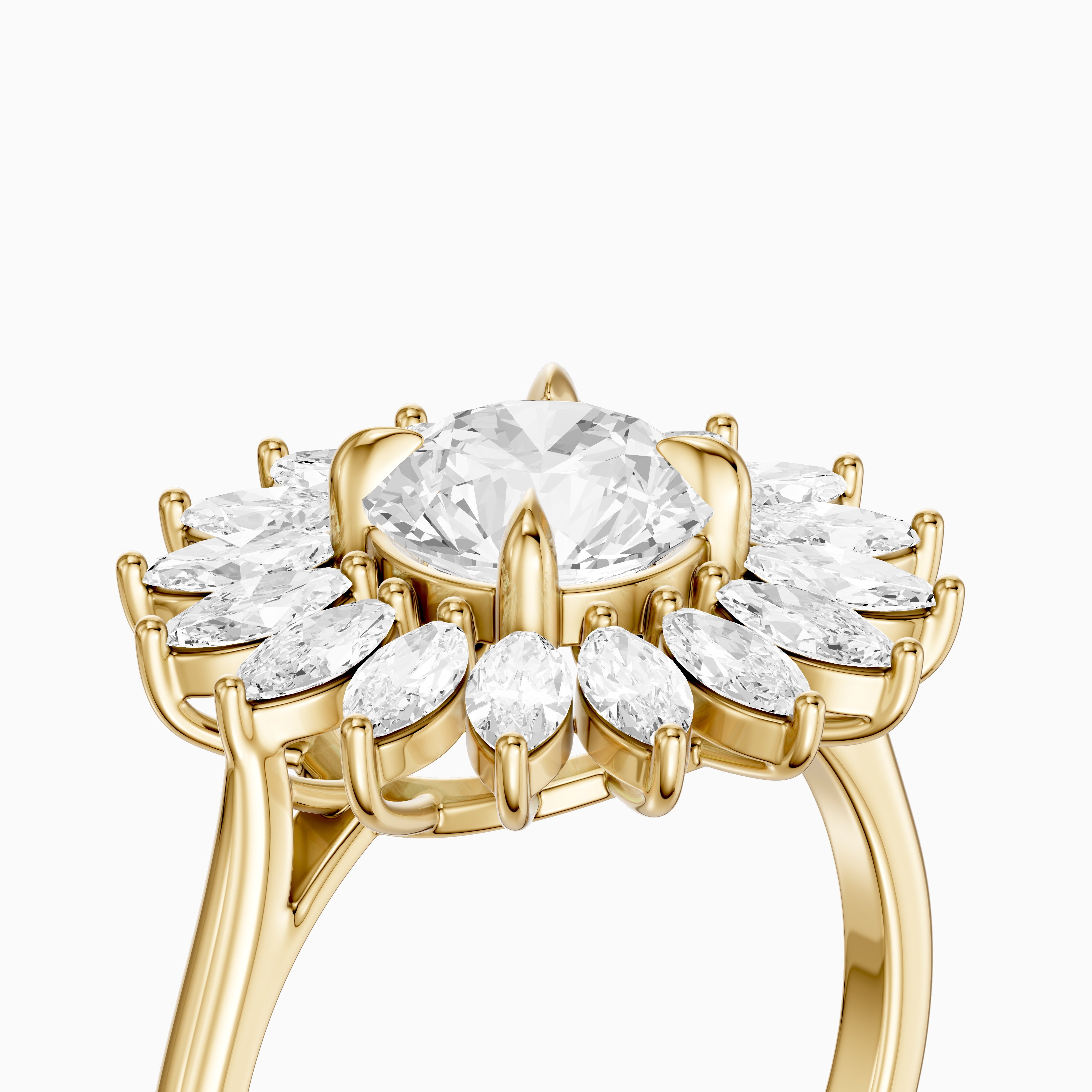 Elsie Floral Halo Round Cut Moissanite Diamond Ring