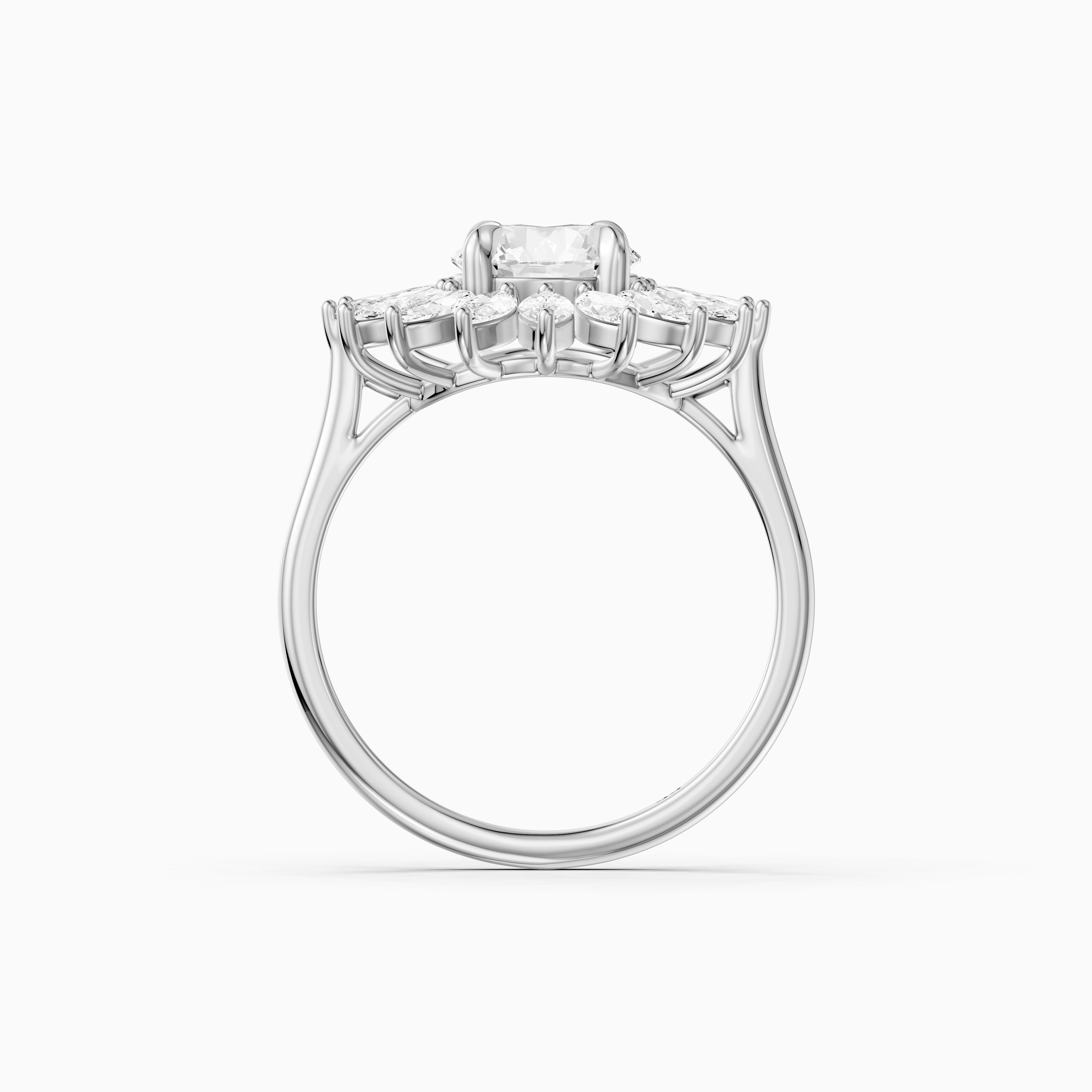 Elsie Floral Halo Round Cut Moissanite Diamond Ring