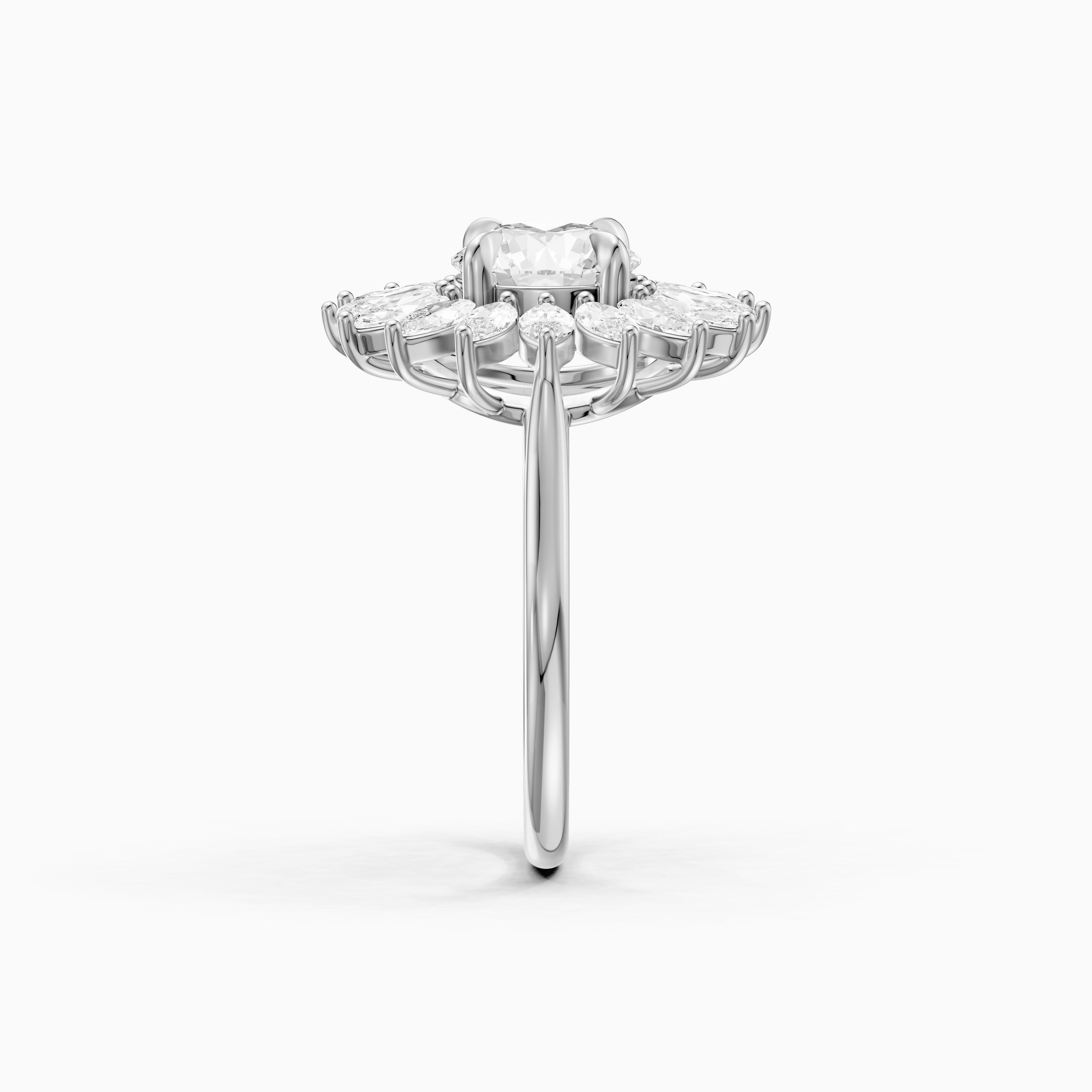 Elsie Floral Halo Round Cut Moissanite Diamond Ring