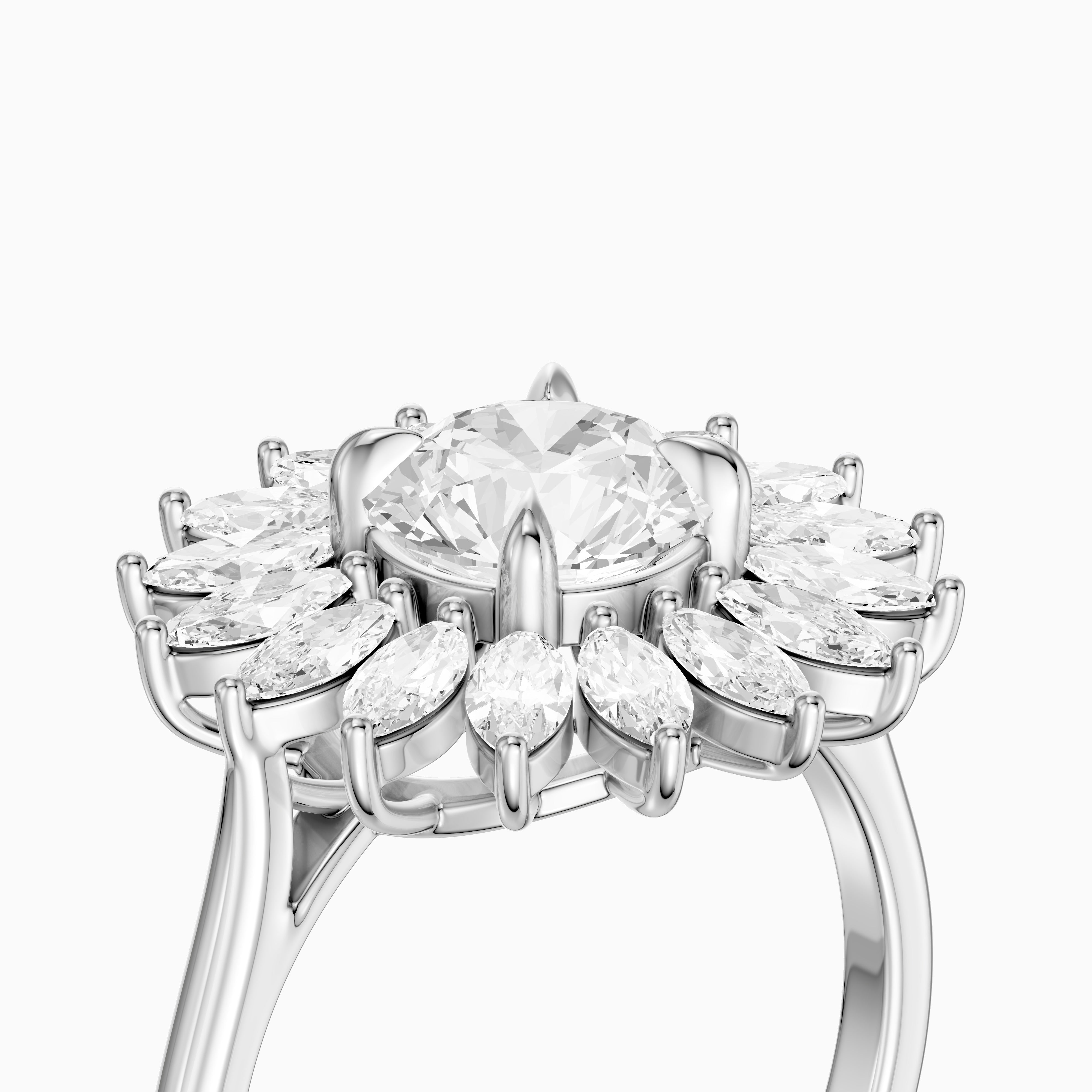Elsie Floral Halo Round Cut Moissanite Diamond Ring