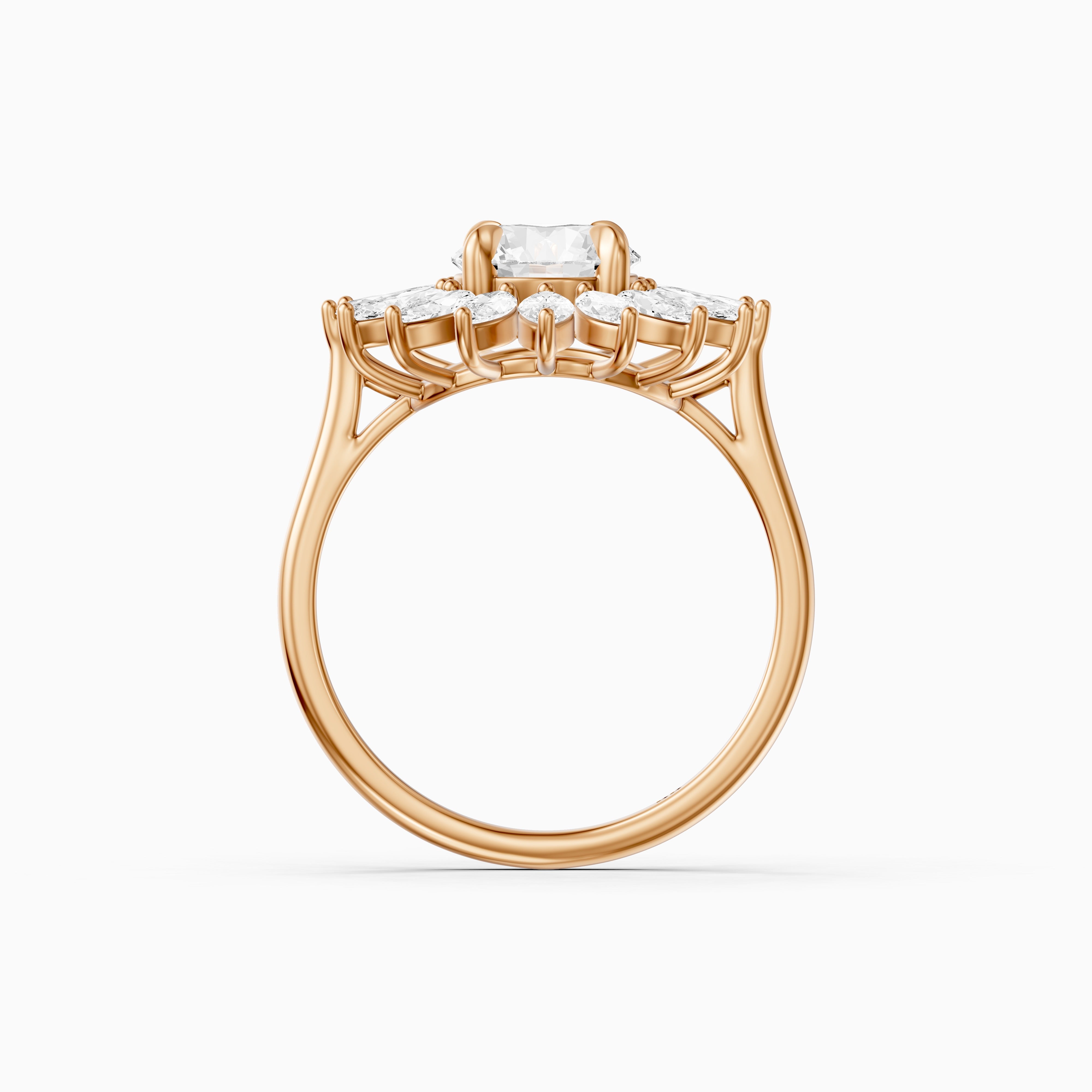 Elsie Floral Halo Round Cut Moissanite Diamond Ring