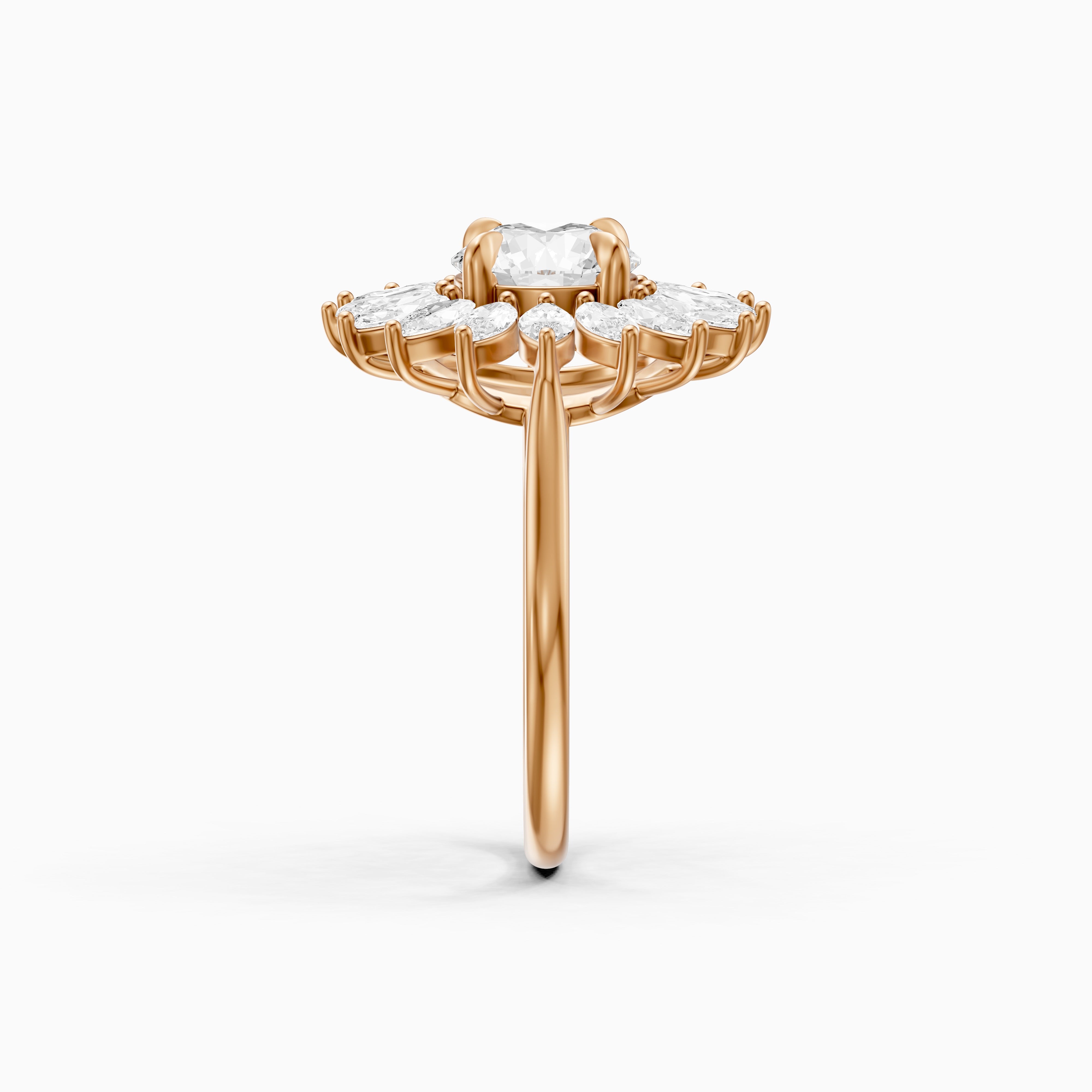 Elsie Floral Halo Round Cut Moissanite Diamond Ring