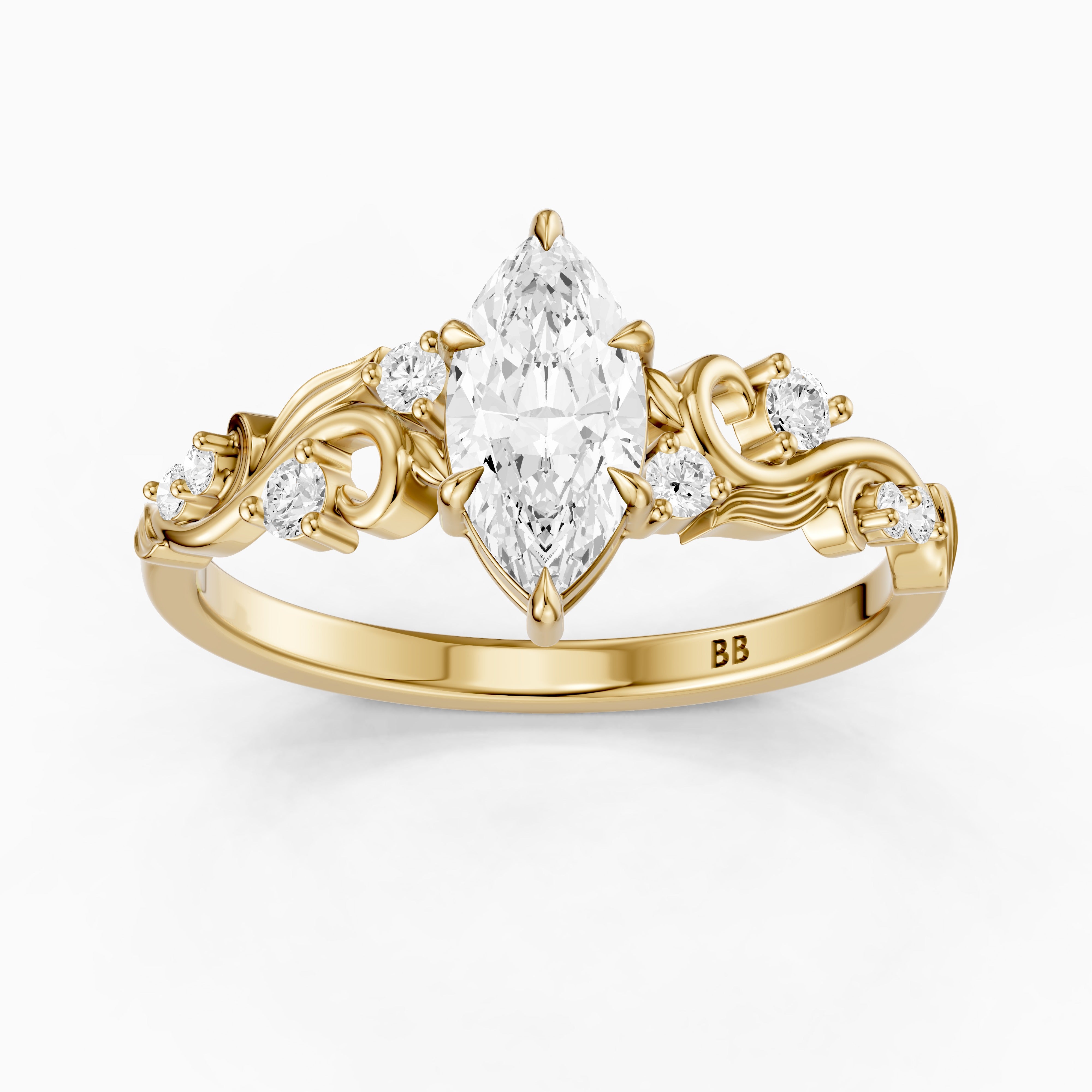 Lennon Marquise Cut Nature Inspired Lab Grown Diamond Ring