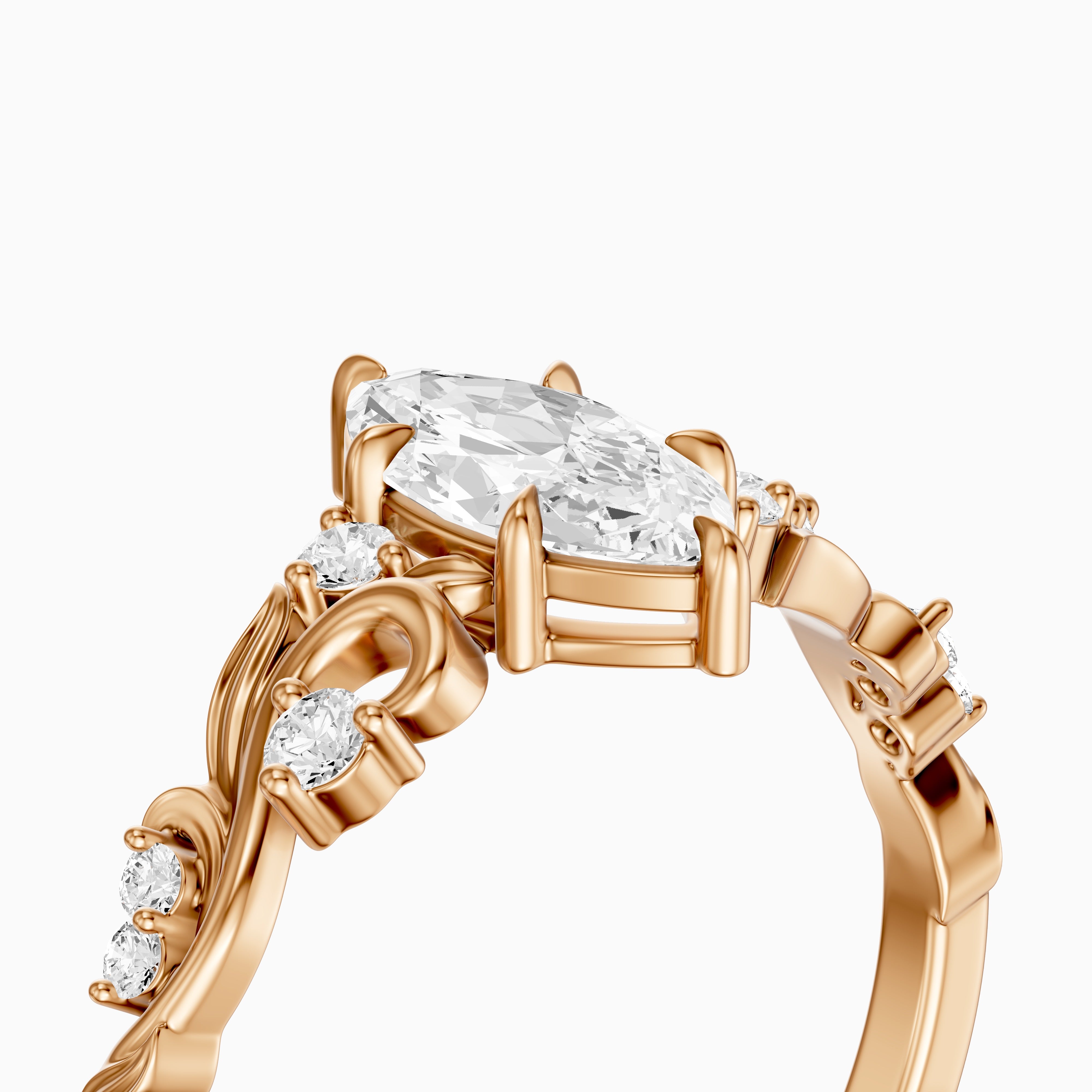 Lennon Marquise Cut Nature Inspired Lab Grown Diamond Ring