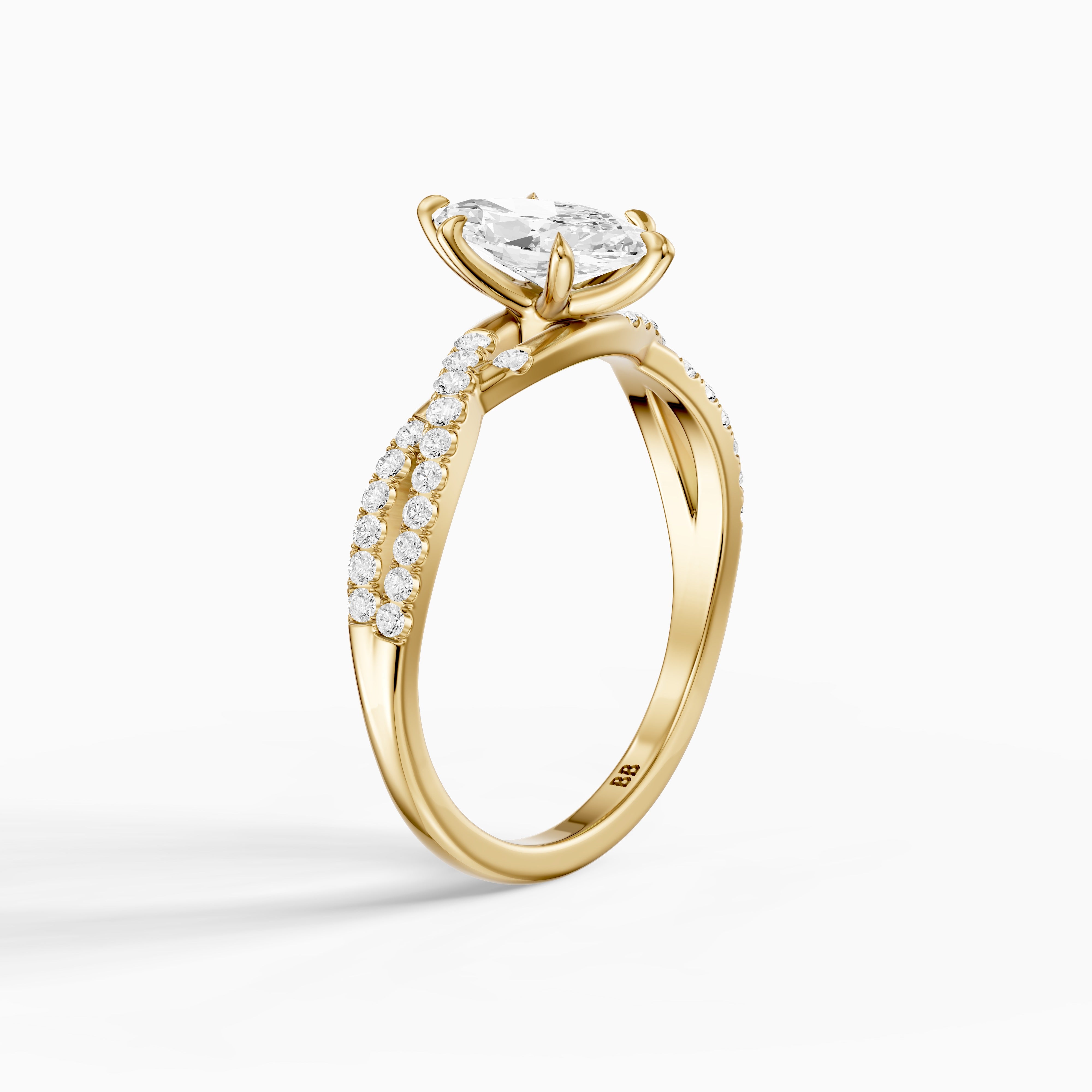 Freya Marquise Cut Lab Grown Diamond Ring with Twisted Pavé Band