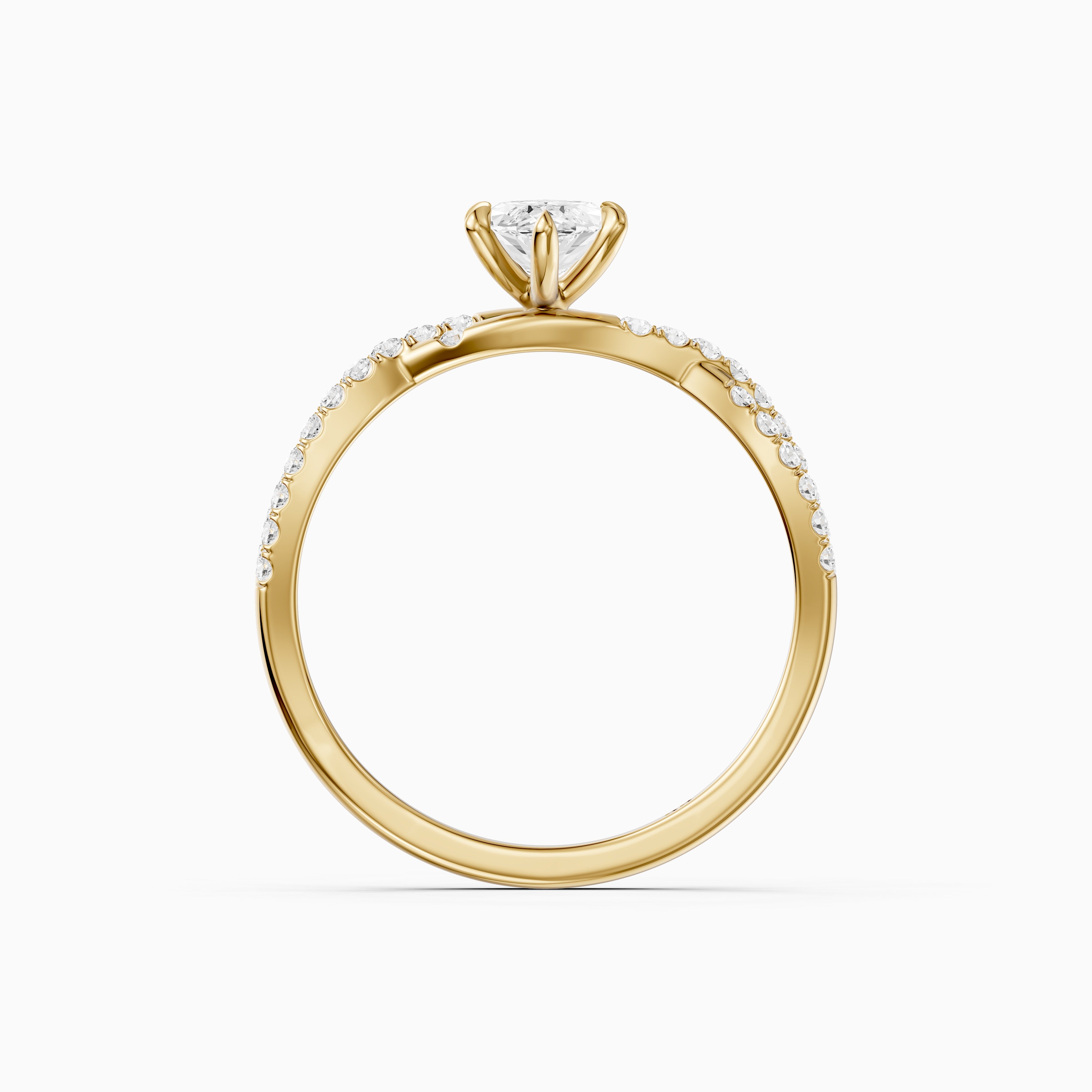 Freya Marquise Cut Lab Grown Diamond Ring with Twisted Pavé Band