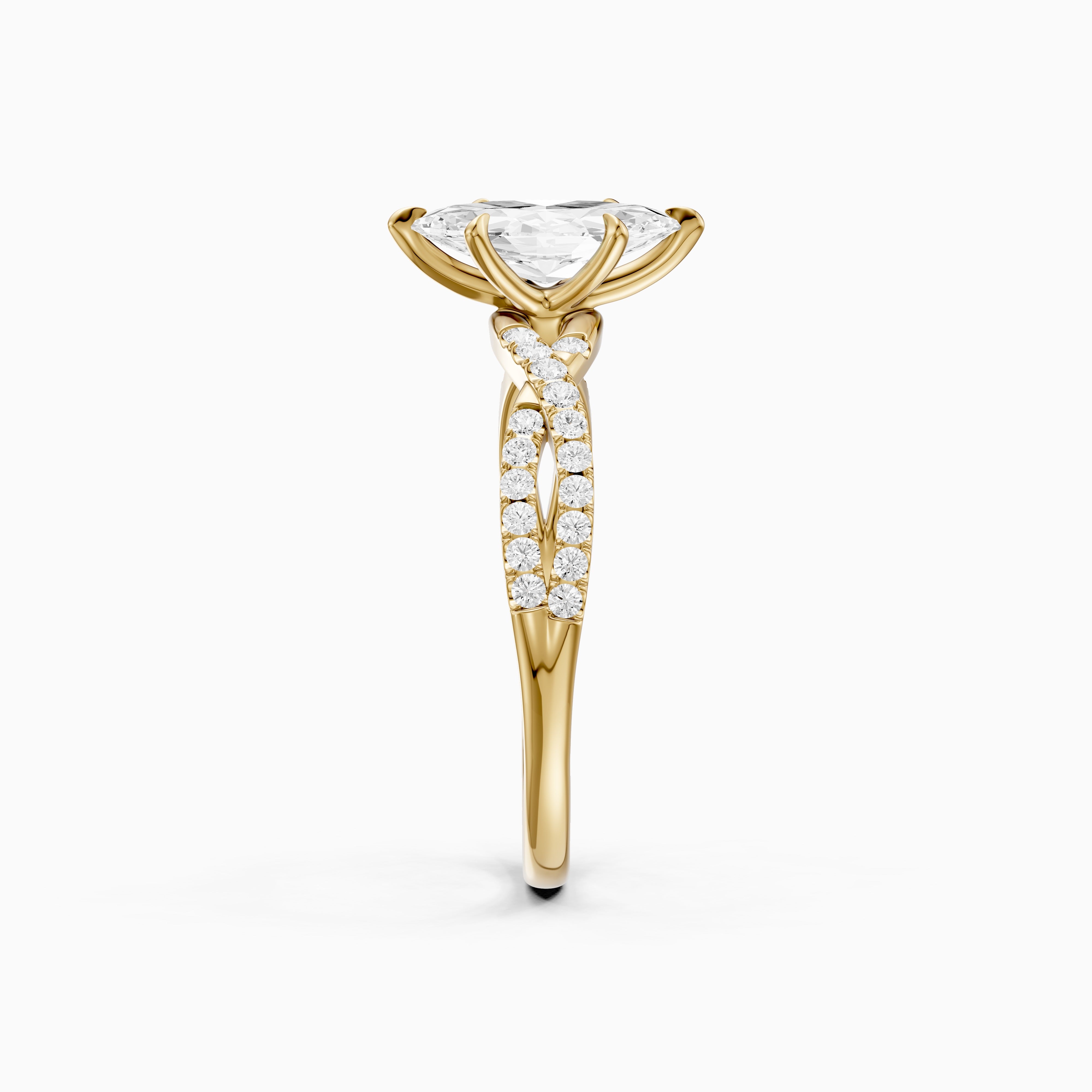 Freya Marquise Cut Lab Grown Diamond Ring with Twisted Pavé Band