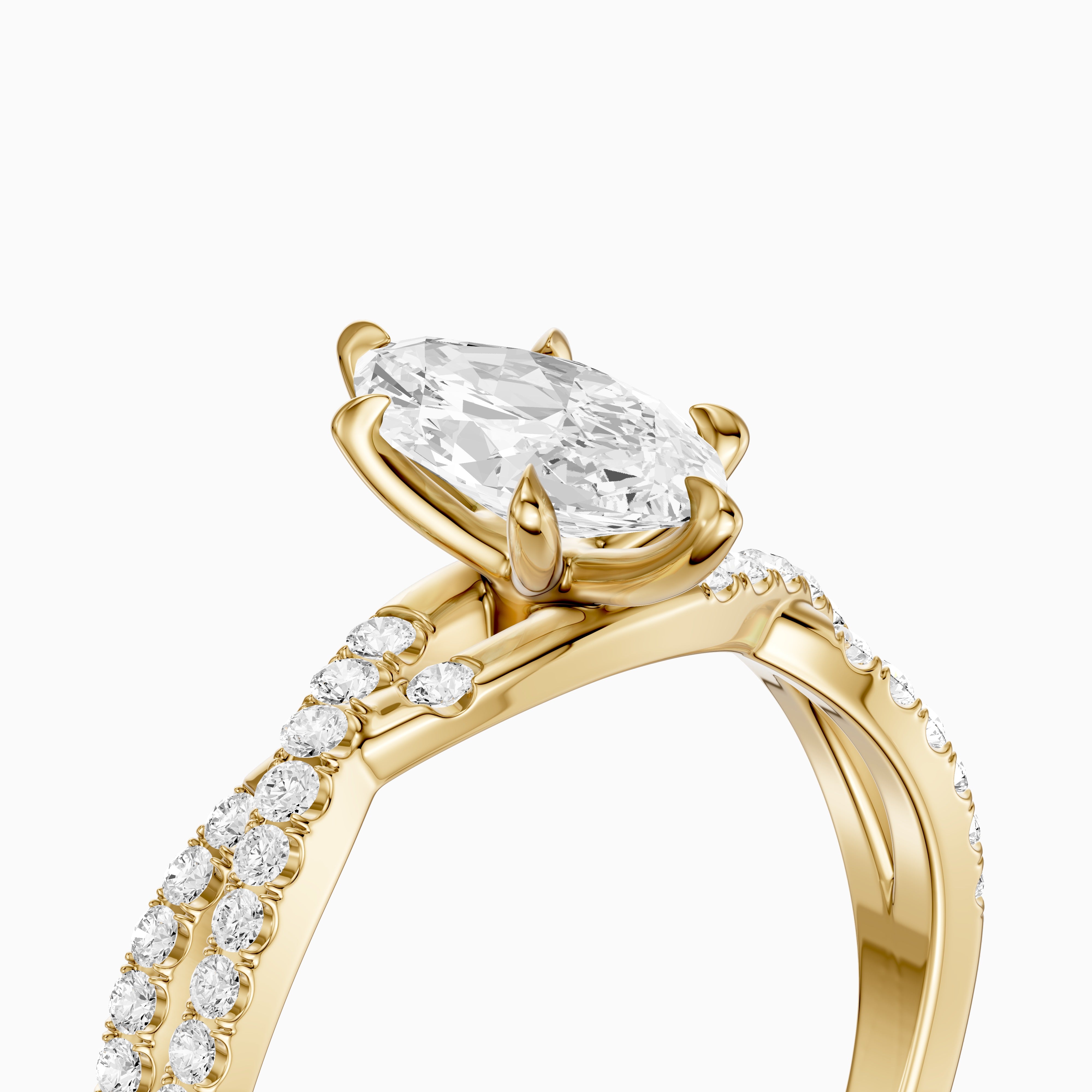 Freya Marquise Cut Lab Grown Diamond Ring with Twisted Pavé Band