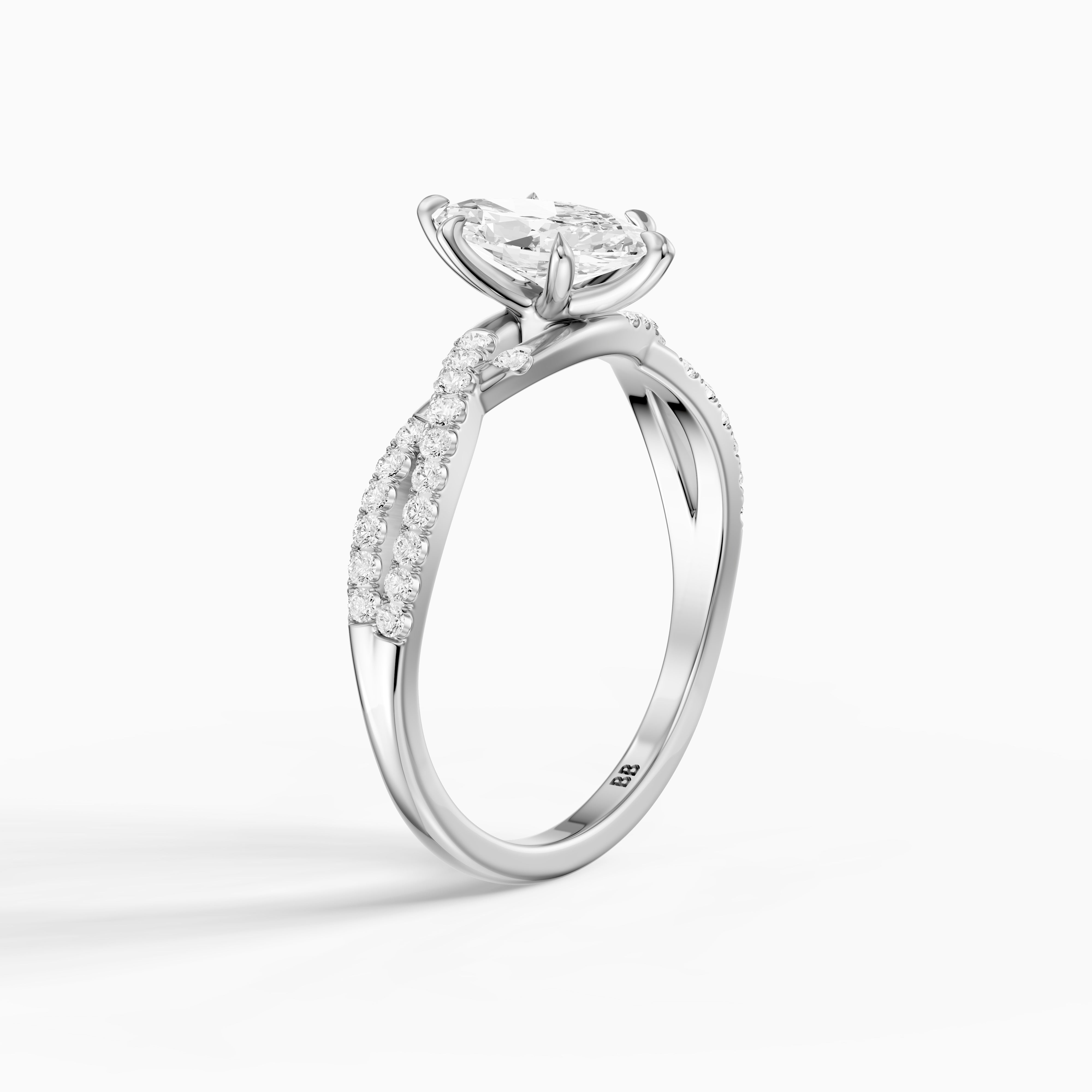 Freya Marquise Cut Lab Grown Diamond Ring with Twisted Pavé Band