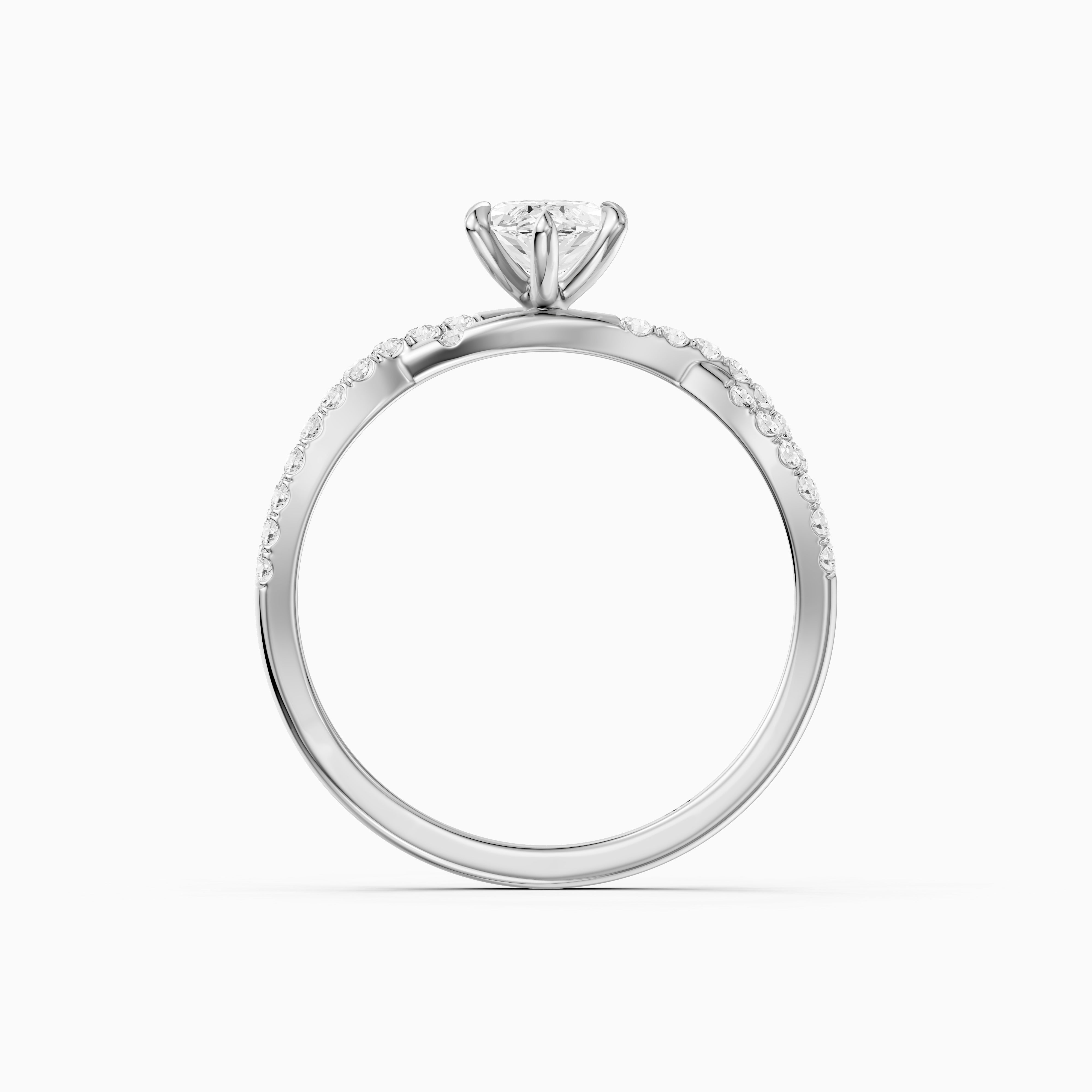 Freya Marquise Cut Lab Grown Diamond Ring with Twisted Pavé Band