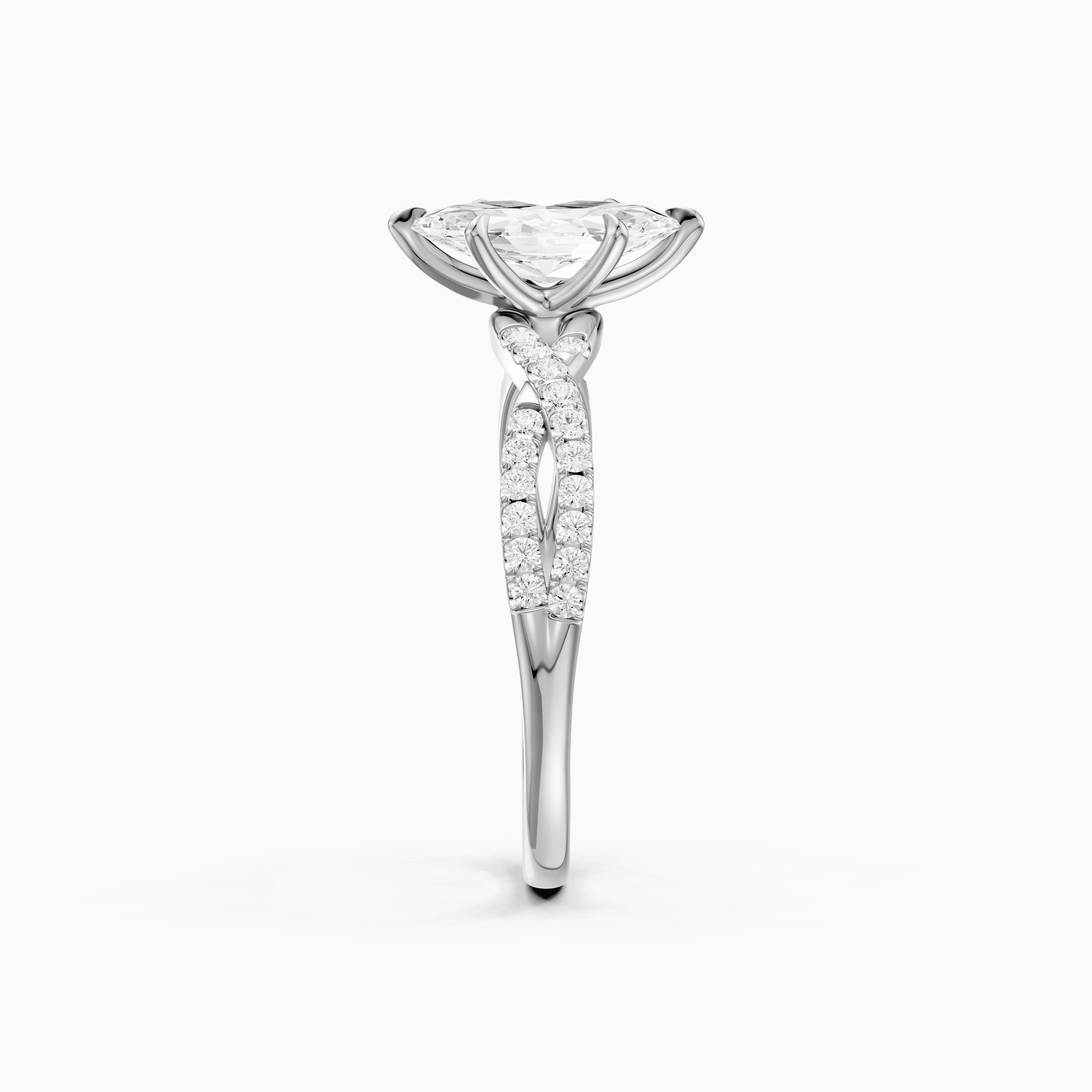 Freya Marquise Cut Lab Grown Diamond Ring with Twisted Pavé Band
