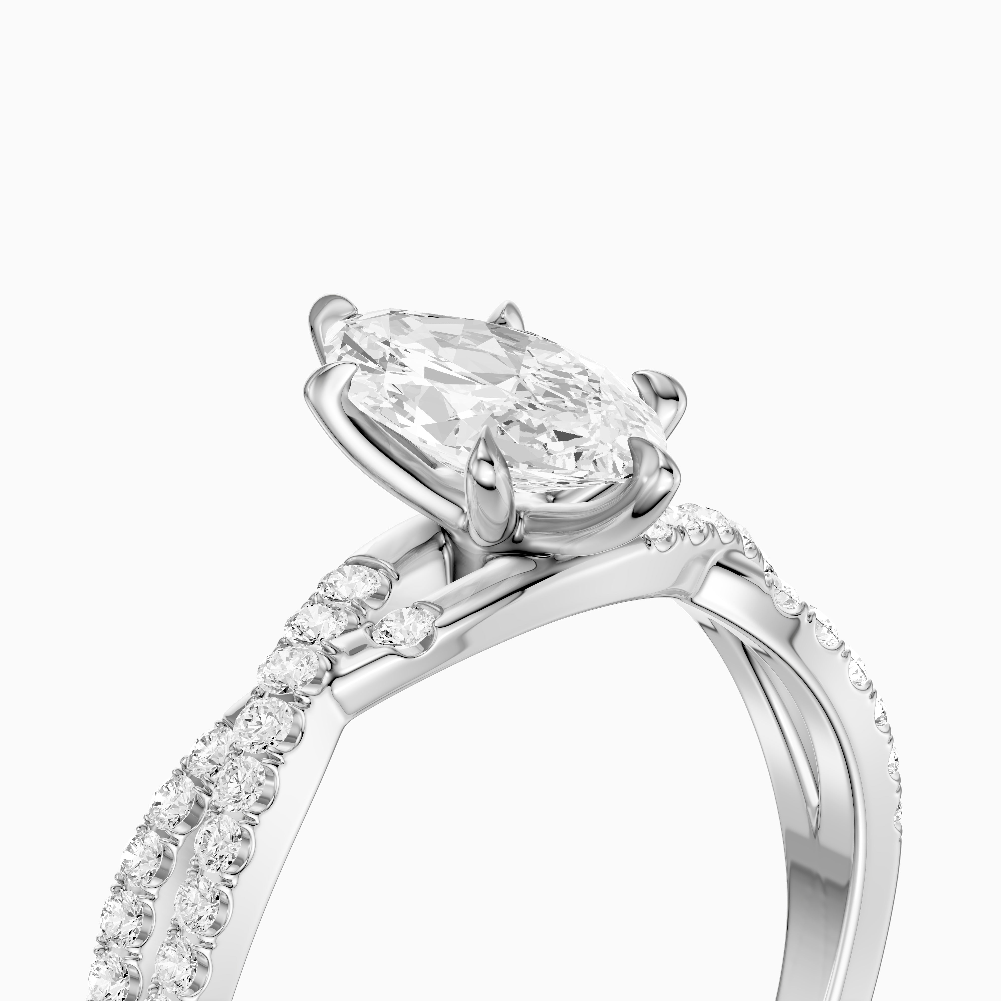 Freya Marquise Cut Lab Grown Diamond Ring with Twisted Pavé Band