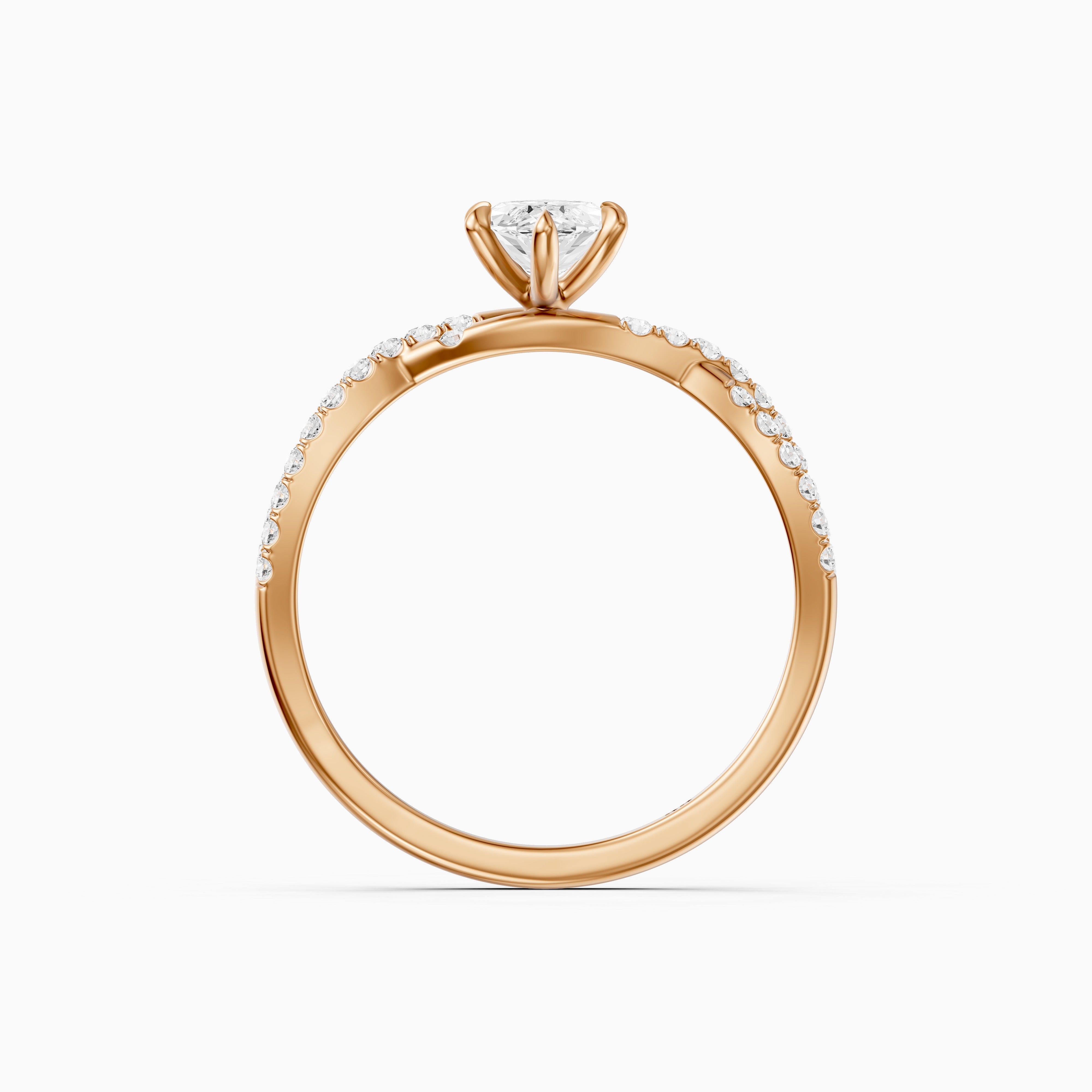 Freya Marquise Cut Lab Grown Diamond Ring with Twisted Pavé Band