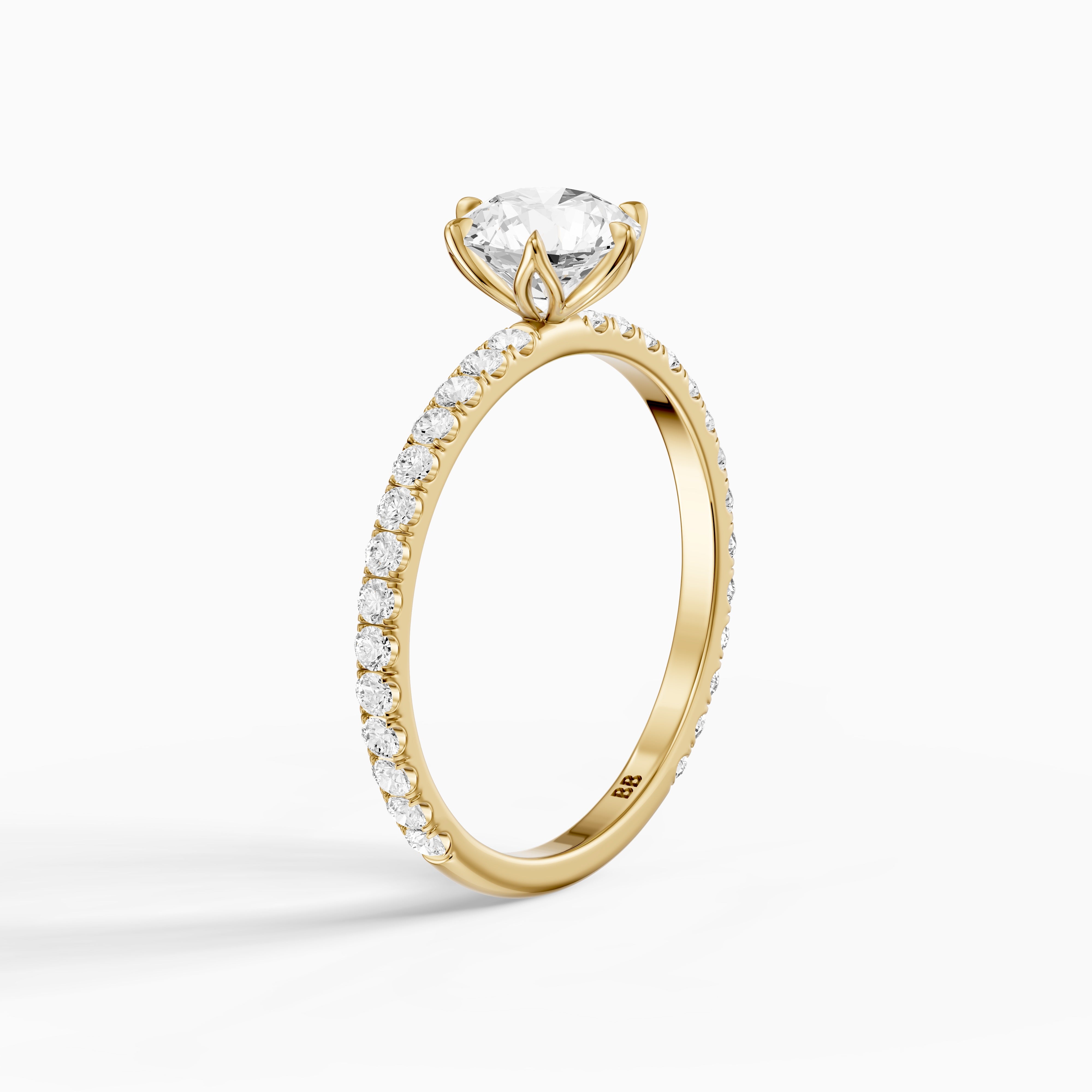 Arya 6 Prong Tulip Setting Round Cut Moissanite Diamond Ring