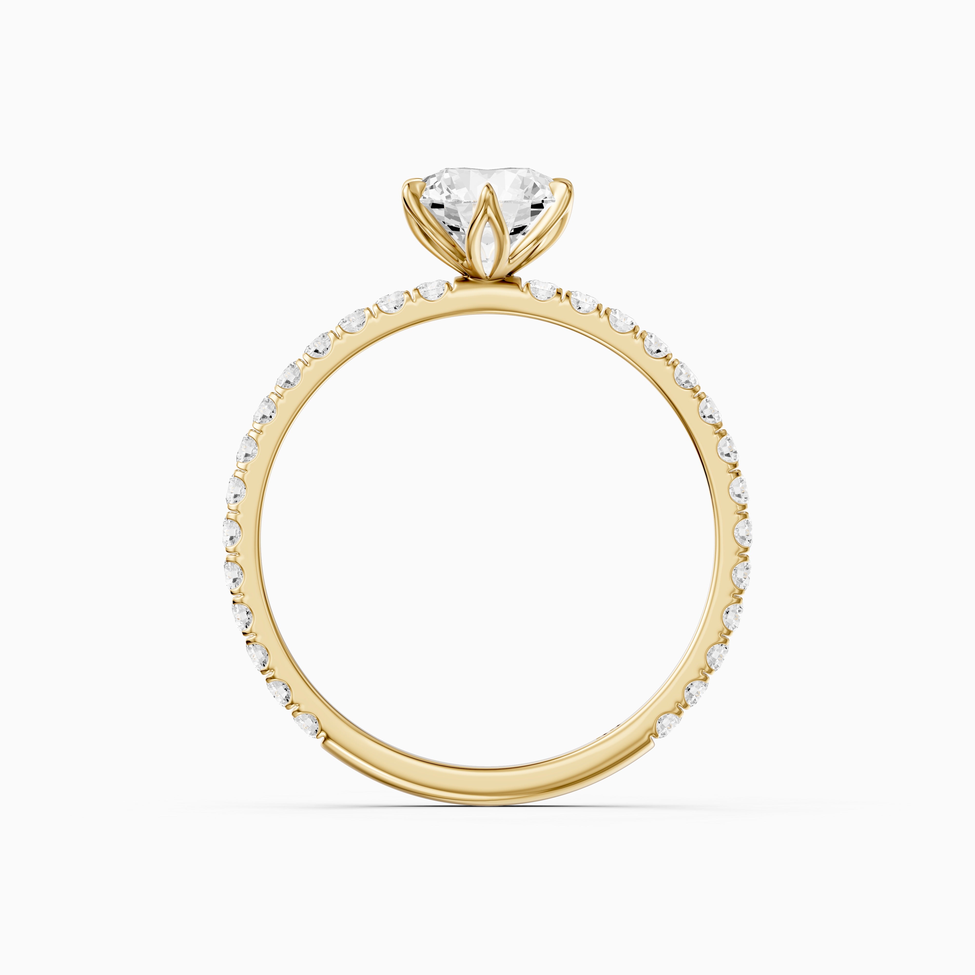 Arya 6 Prong Tulip Setting Round Cut Moissanite Diamond Ring