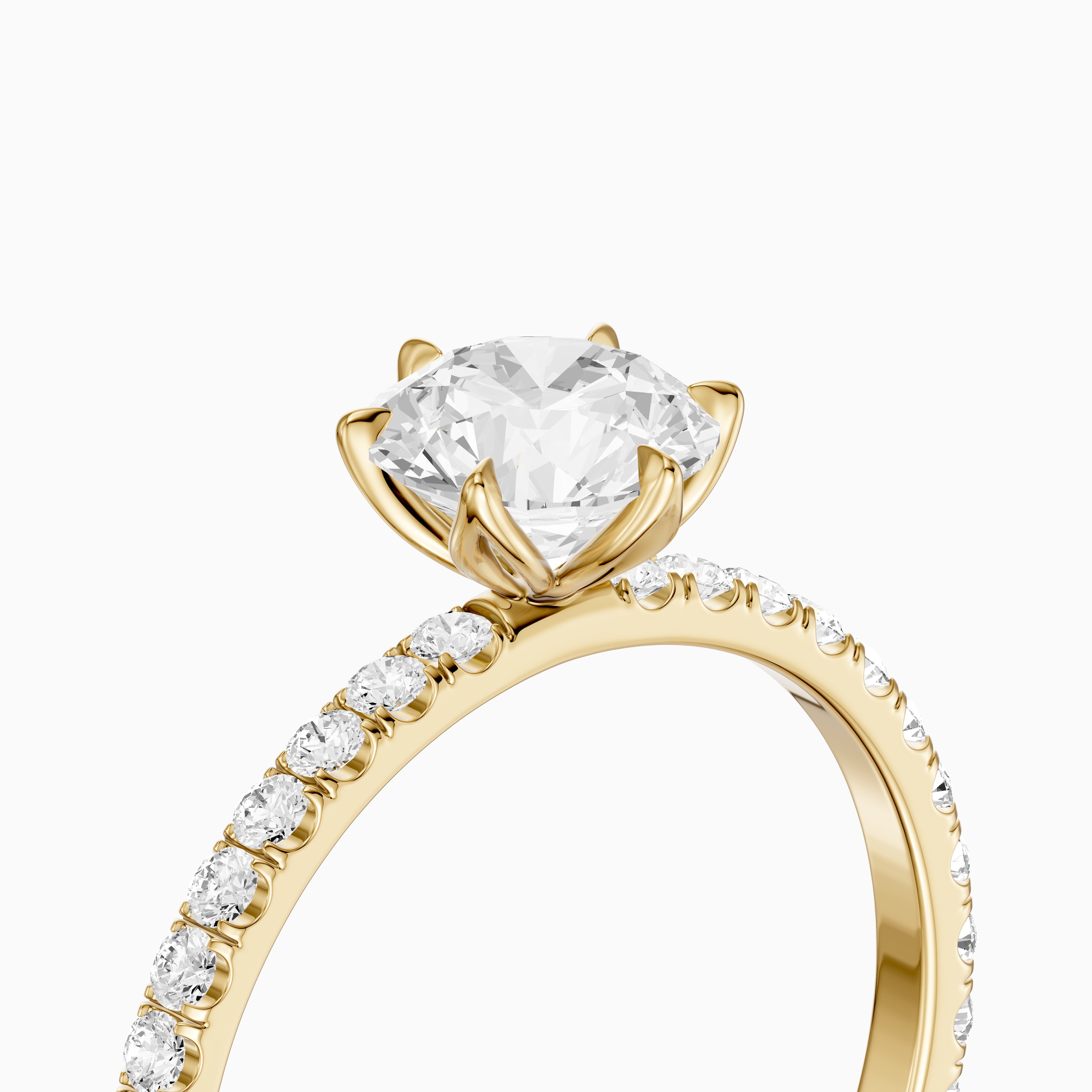 Arya 6 Prong Tulip Setting Round Cut Moissanite Diamond Ring